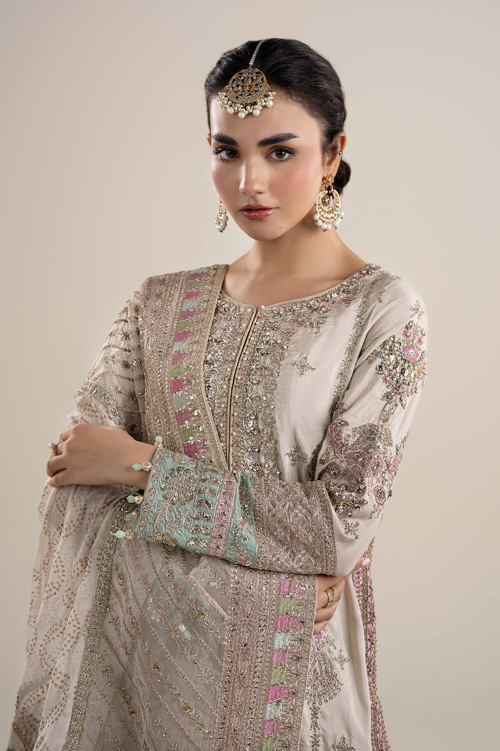 3 Piece Embroidered Bamber Raw Silk Suit
