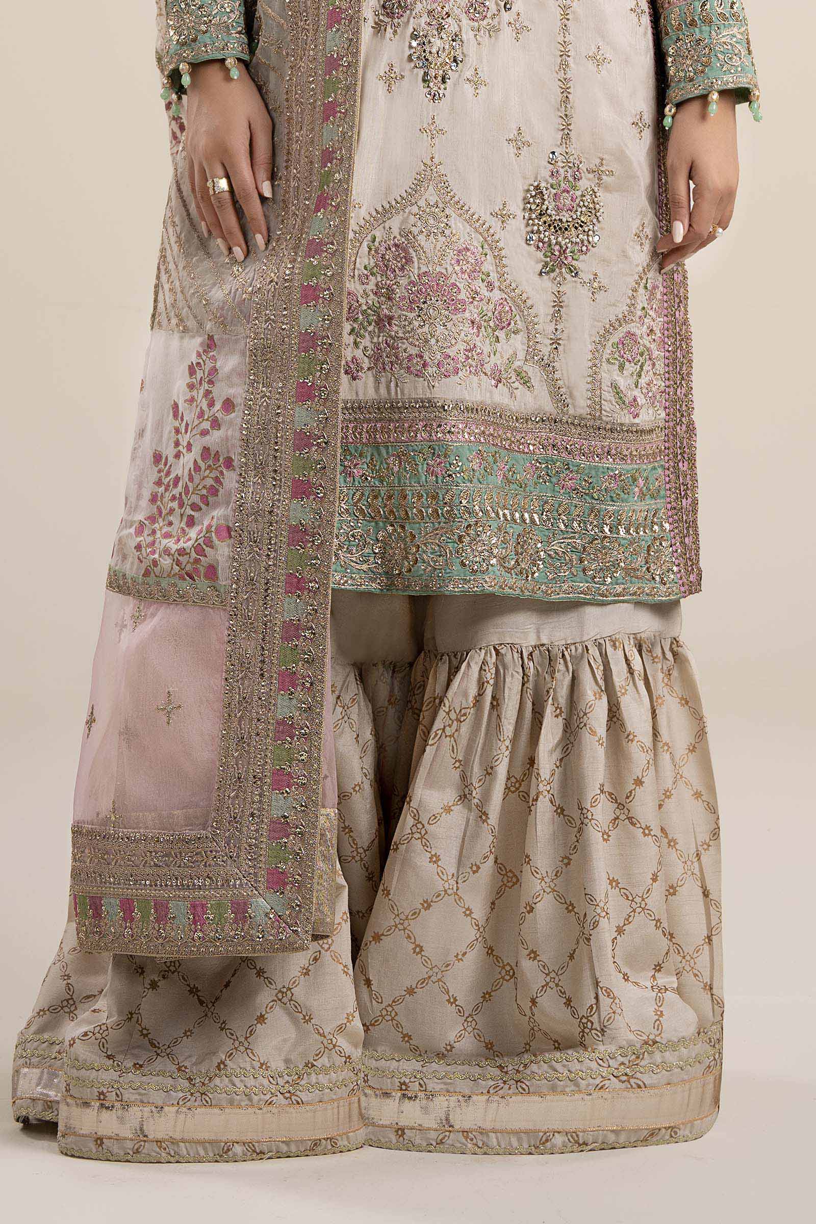 3 Piece Embroidered Bamber Raw Silk Suit