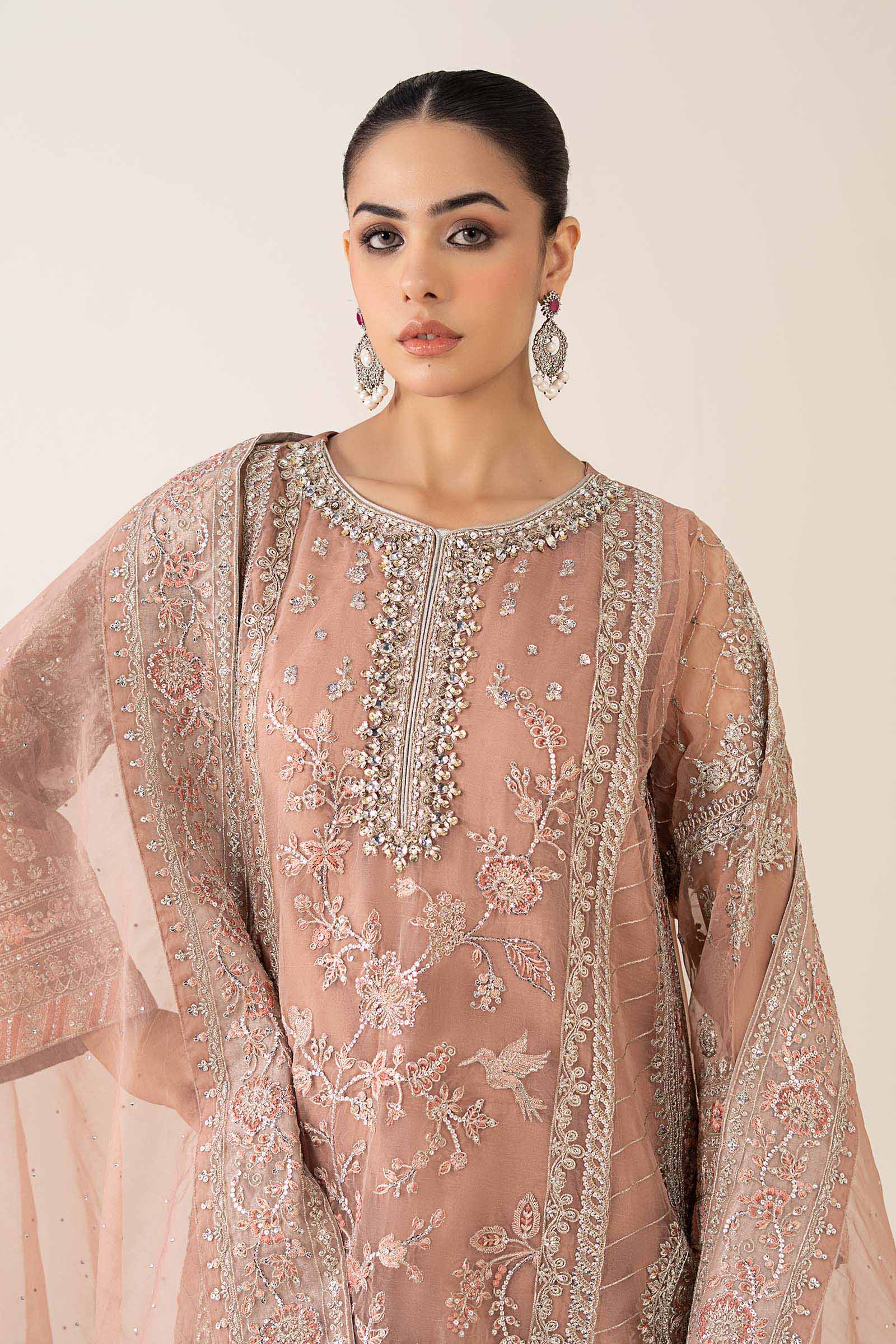 3 Piece Embroidered Organza Suit