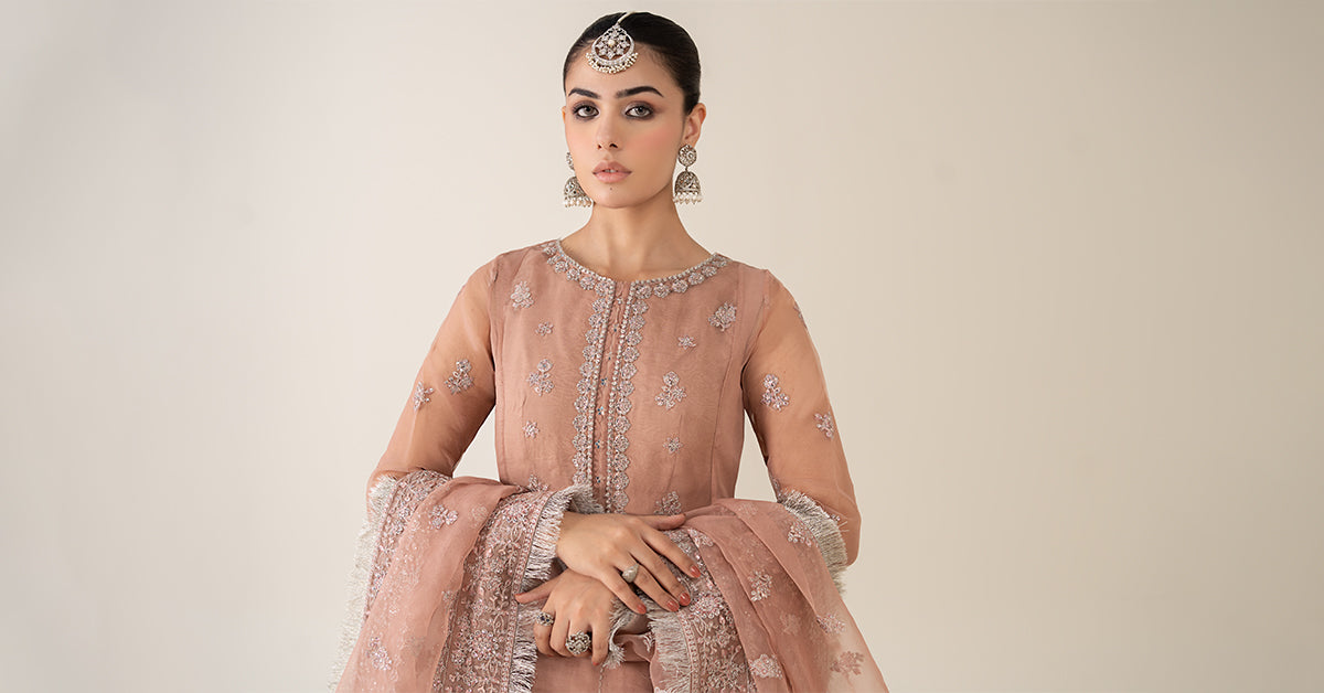 3 Piece Embroidered Organza Suit