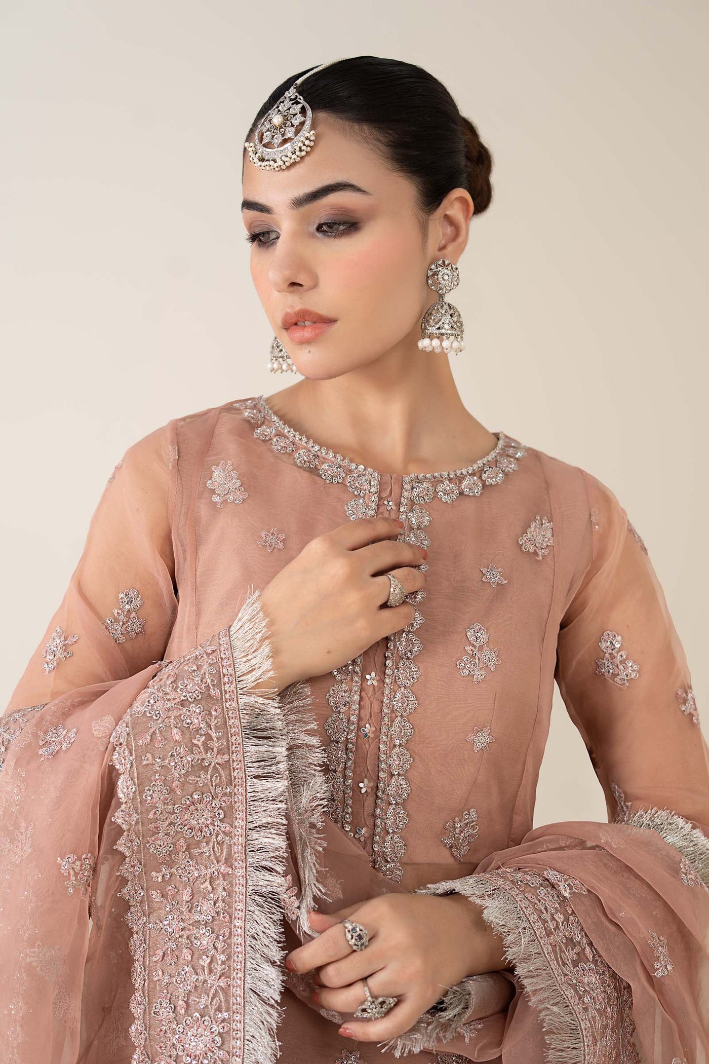 3 Piece Embroidered Organza Suit