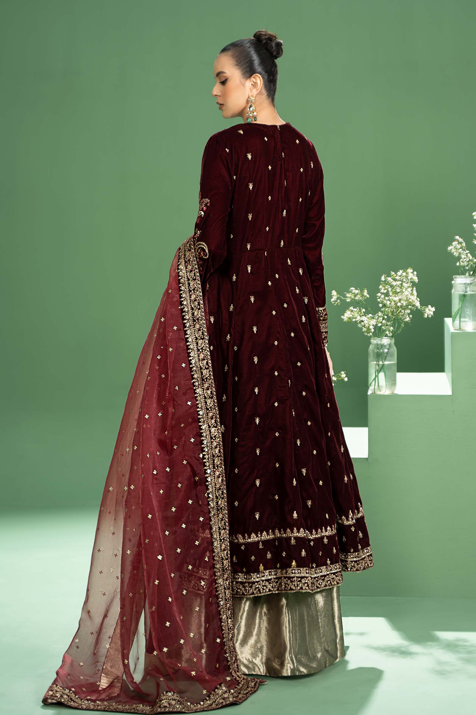 3 Piece Embroidered Velvet Suit