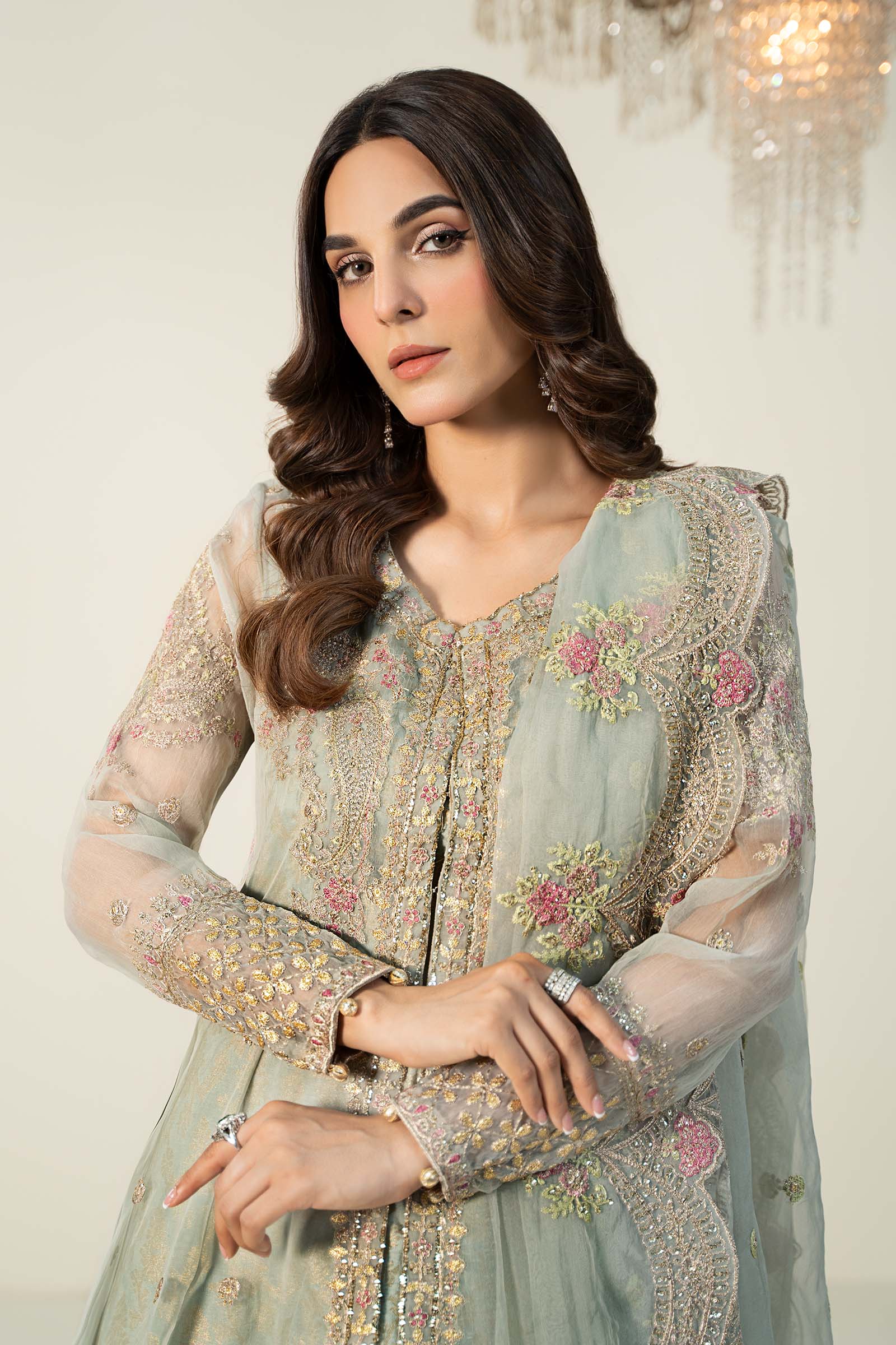 3 Piece Embroidered Organza Suit