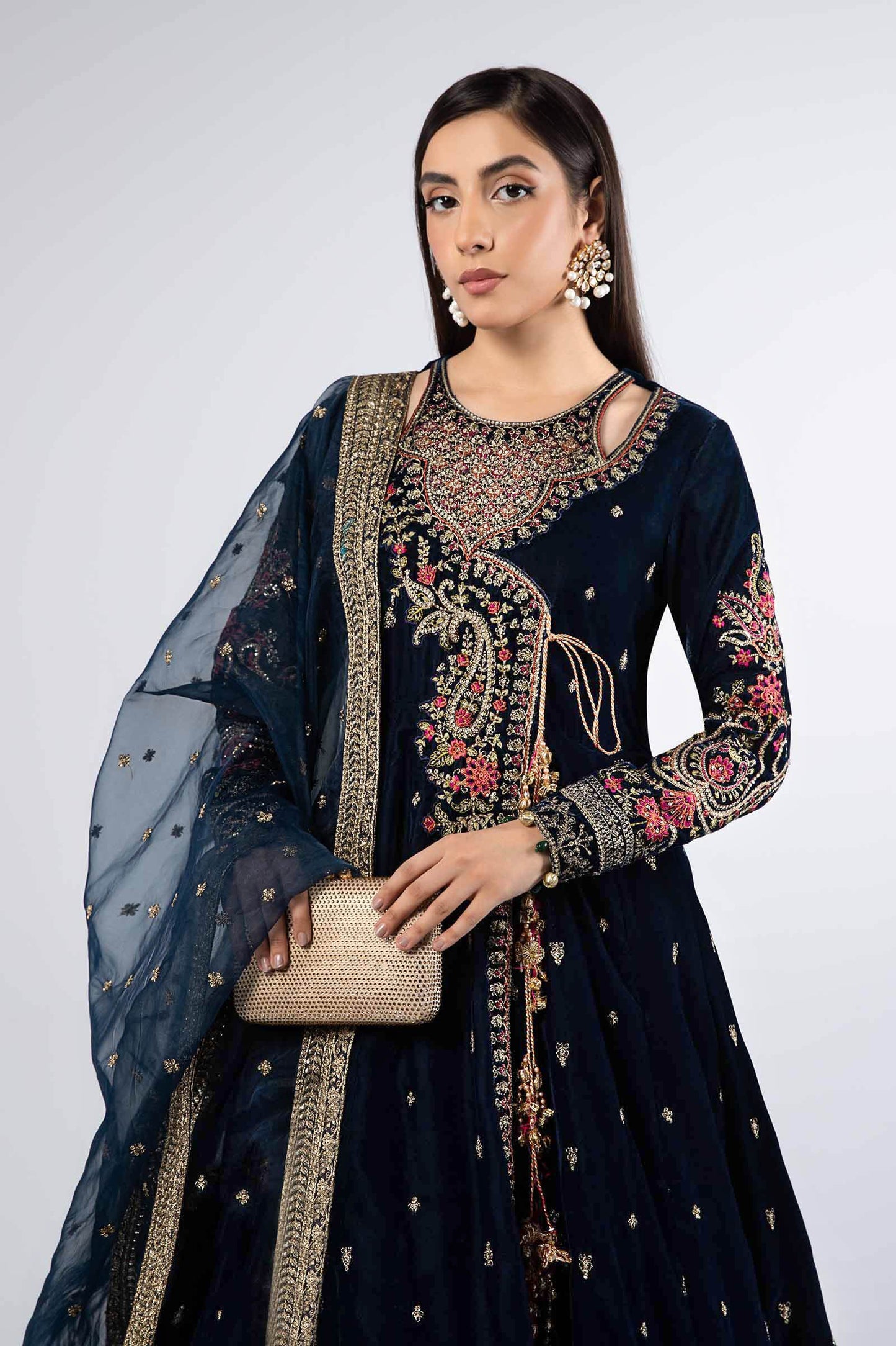 3 Piece Embroidered Velvet Suit