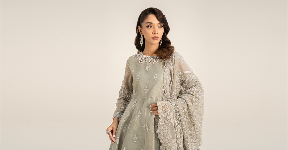 3 Piece Embroidered Tissue Suit