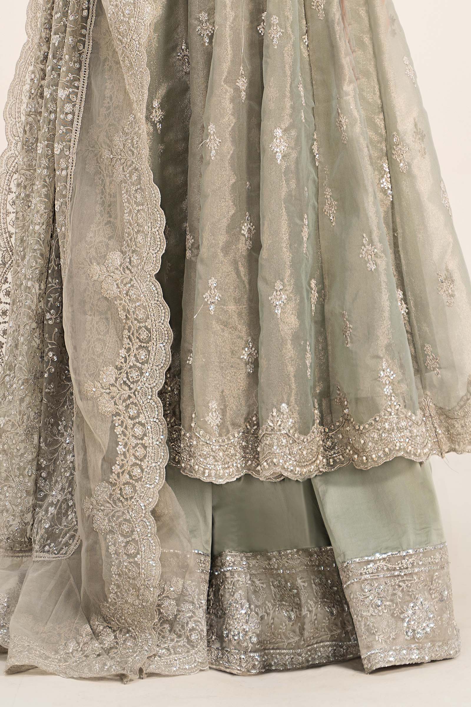 3 Piece Embroidered Tissue Suit