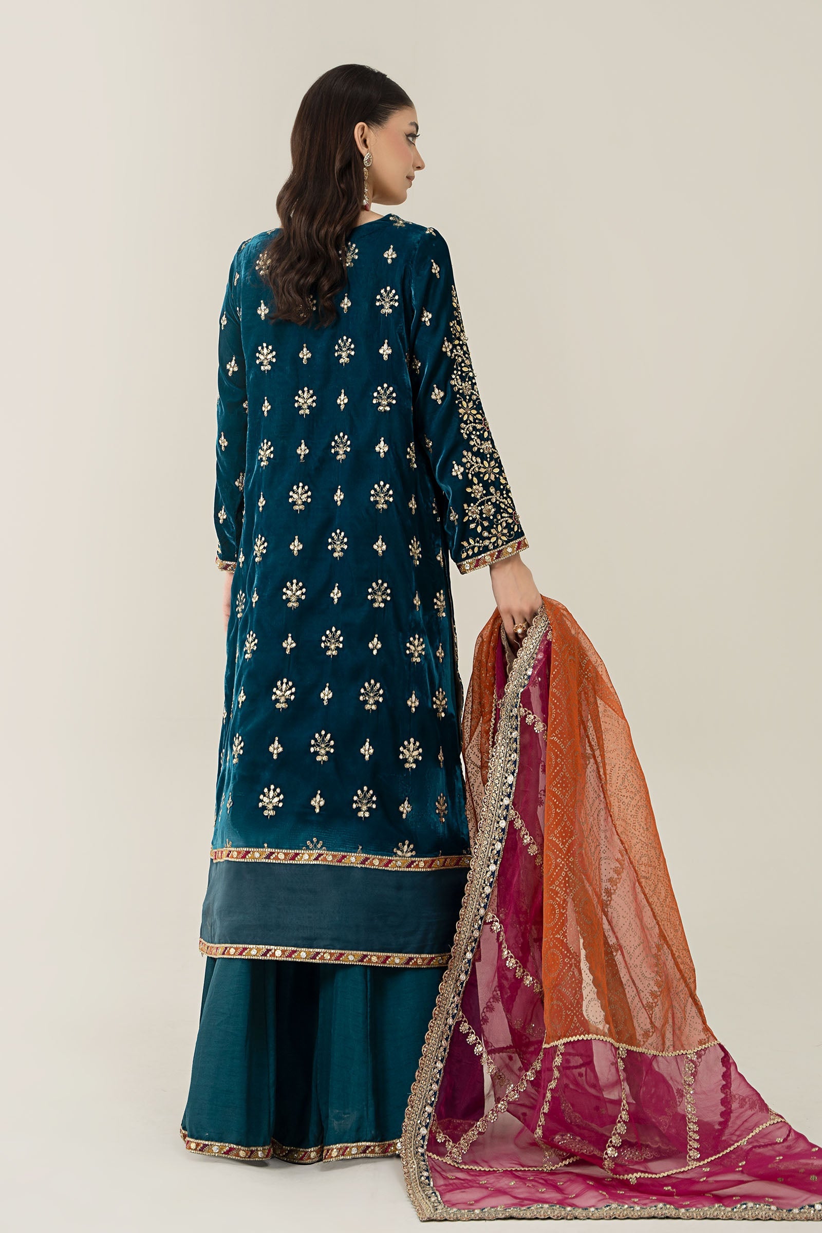 3 Piece Embroidered Velvet Suit