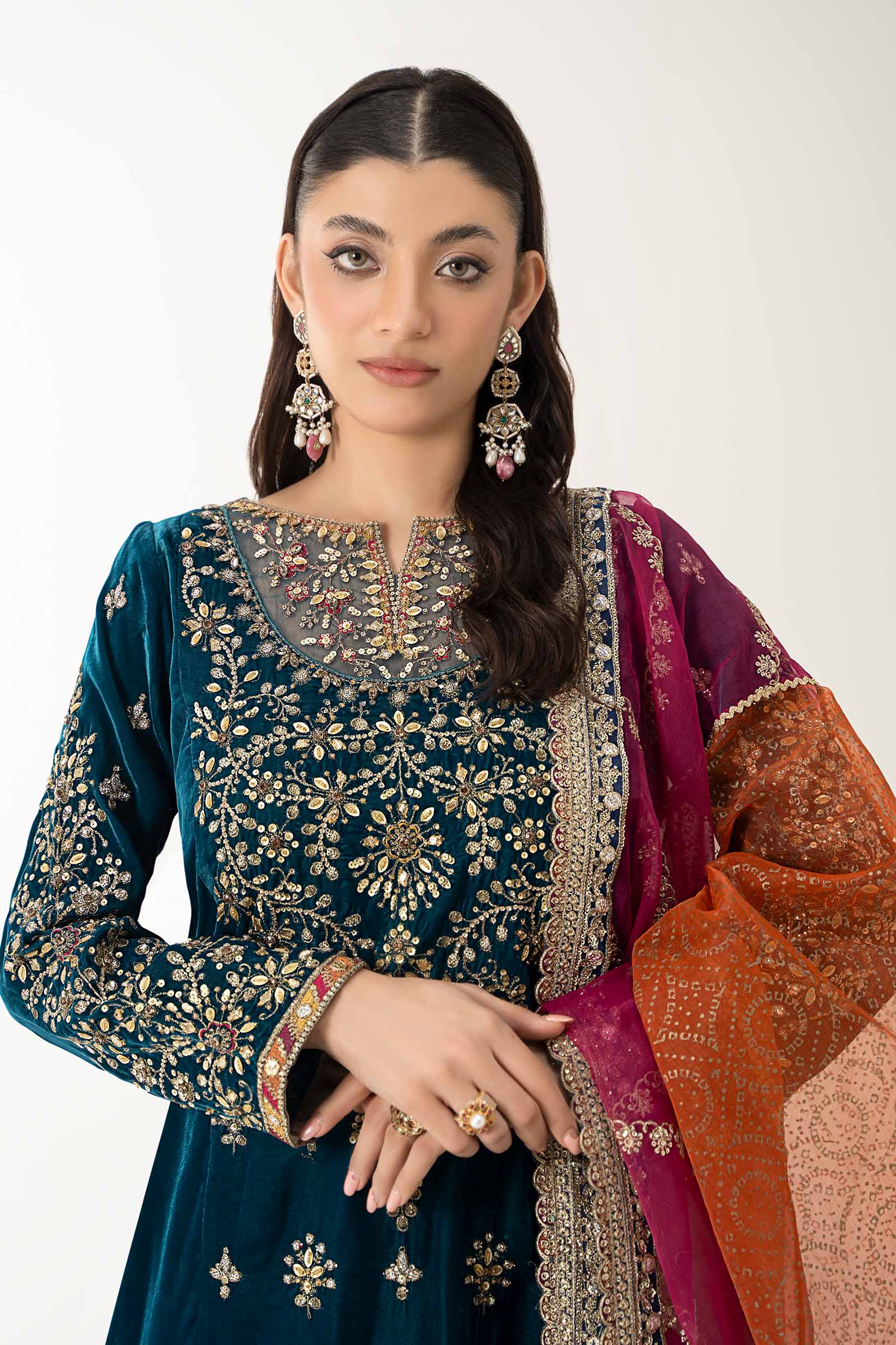 3 Piece Embroidered Velvet Suit