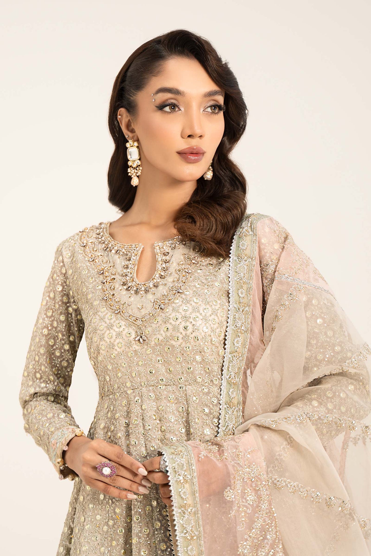 3 Piece Embroidered Organza Suit