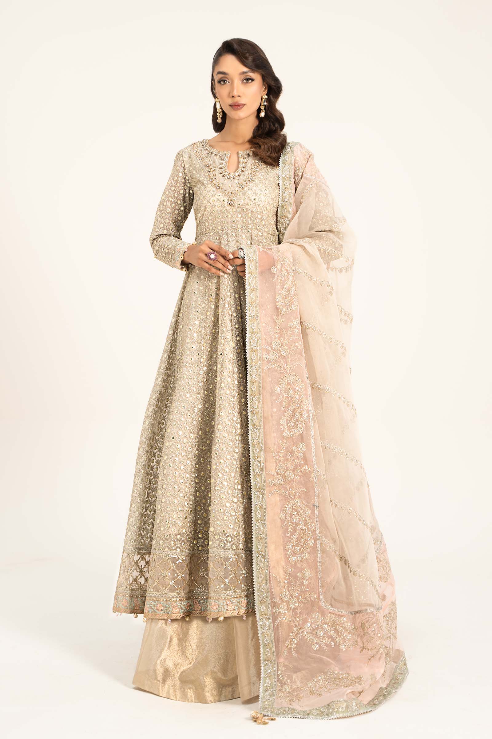 3 Piece Embroidered Organza Suit