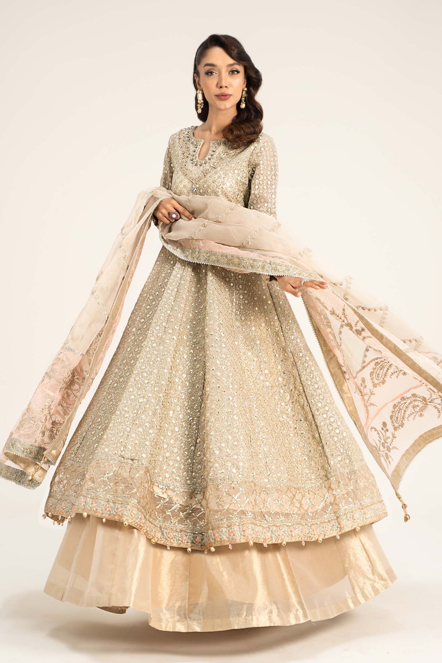 3 Piece Embroidered Organza Suit