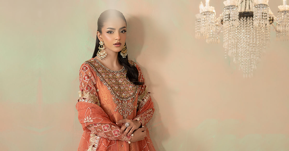 3 Piece Embroidered Organza Suit