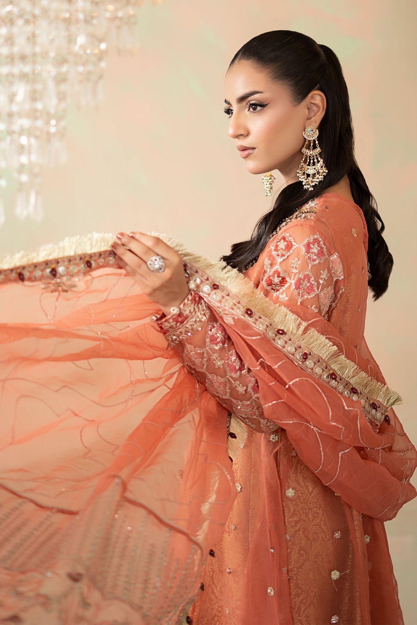 3 Piece Embroidered Organza Suit