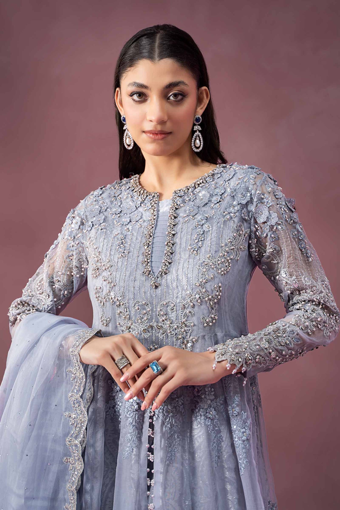 3 Piece Embroidered Organza Suit