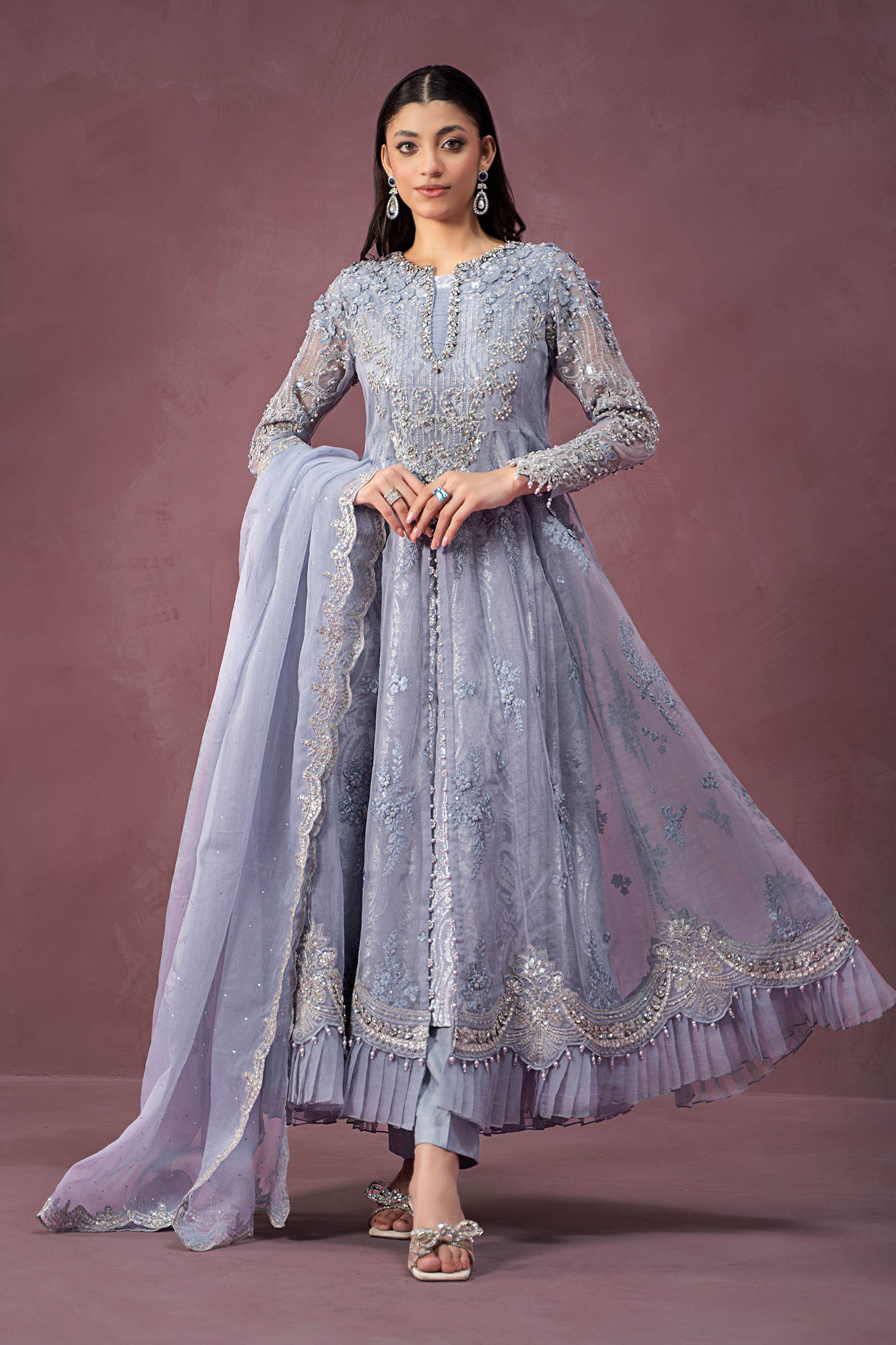 3 Piece Embroidered Organza Suit