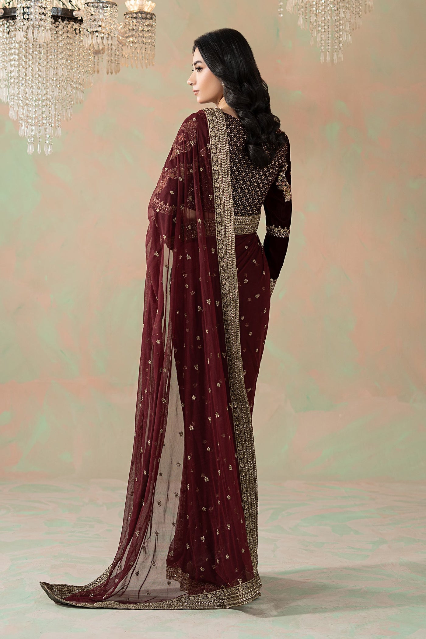 Embroidered Net Saree