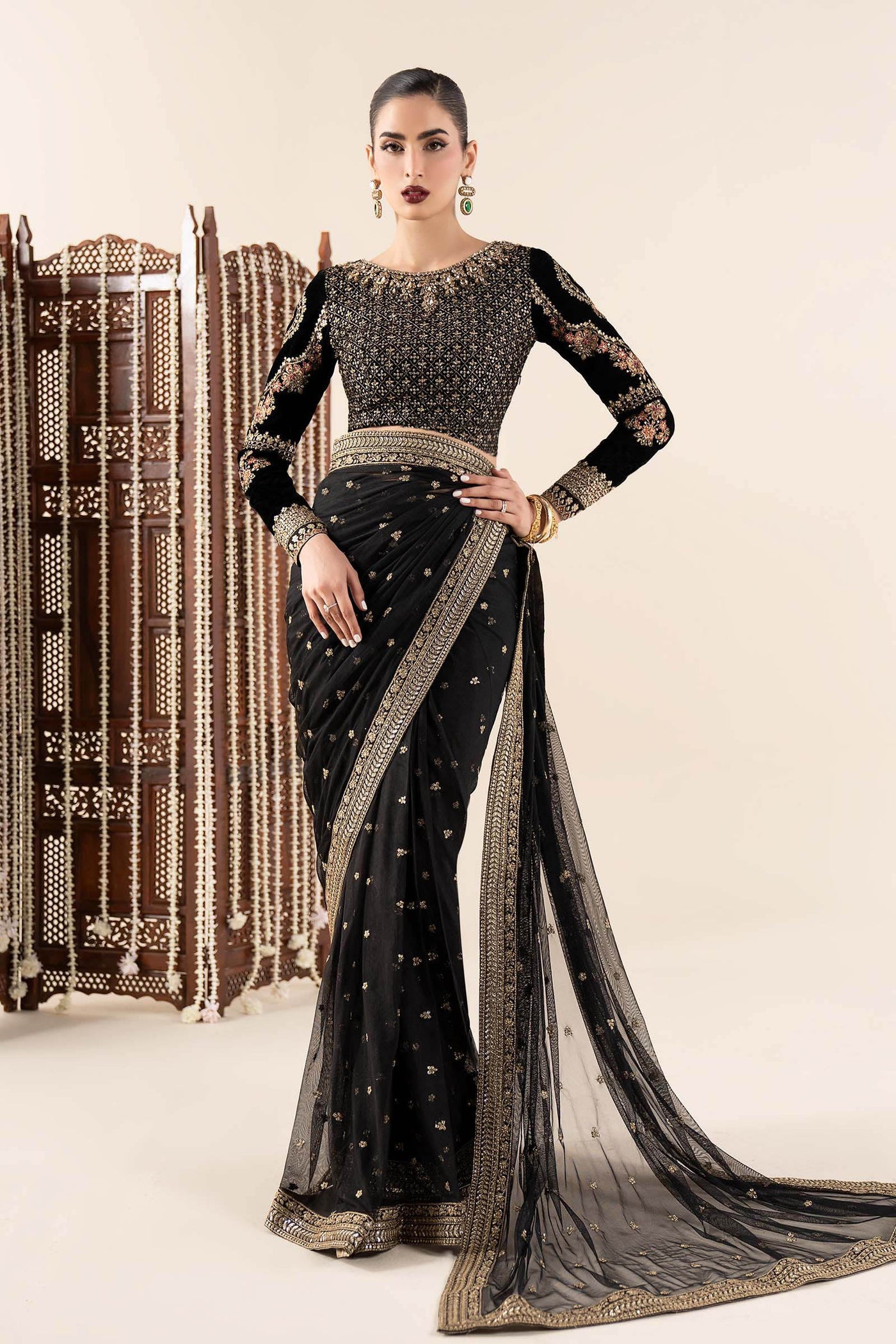 Embroidered Net Saree