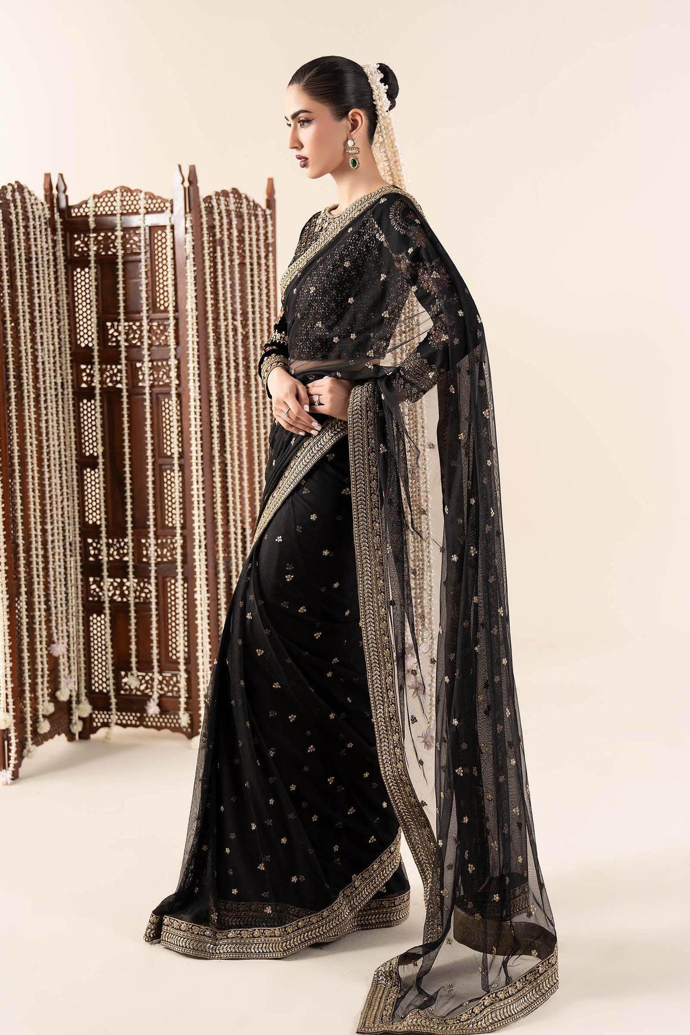 Embroidered Net Saree