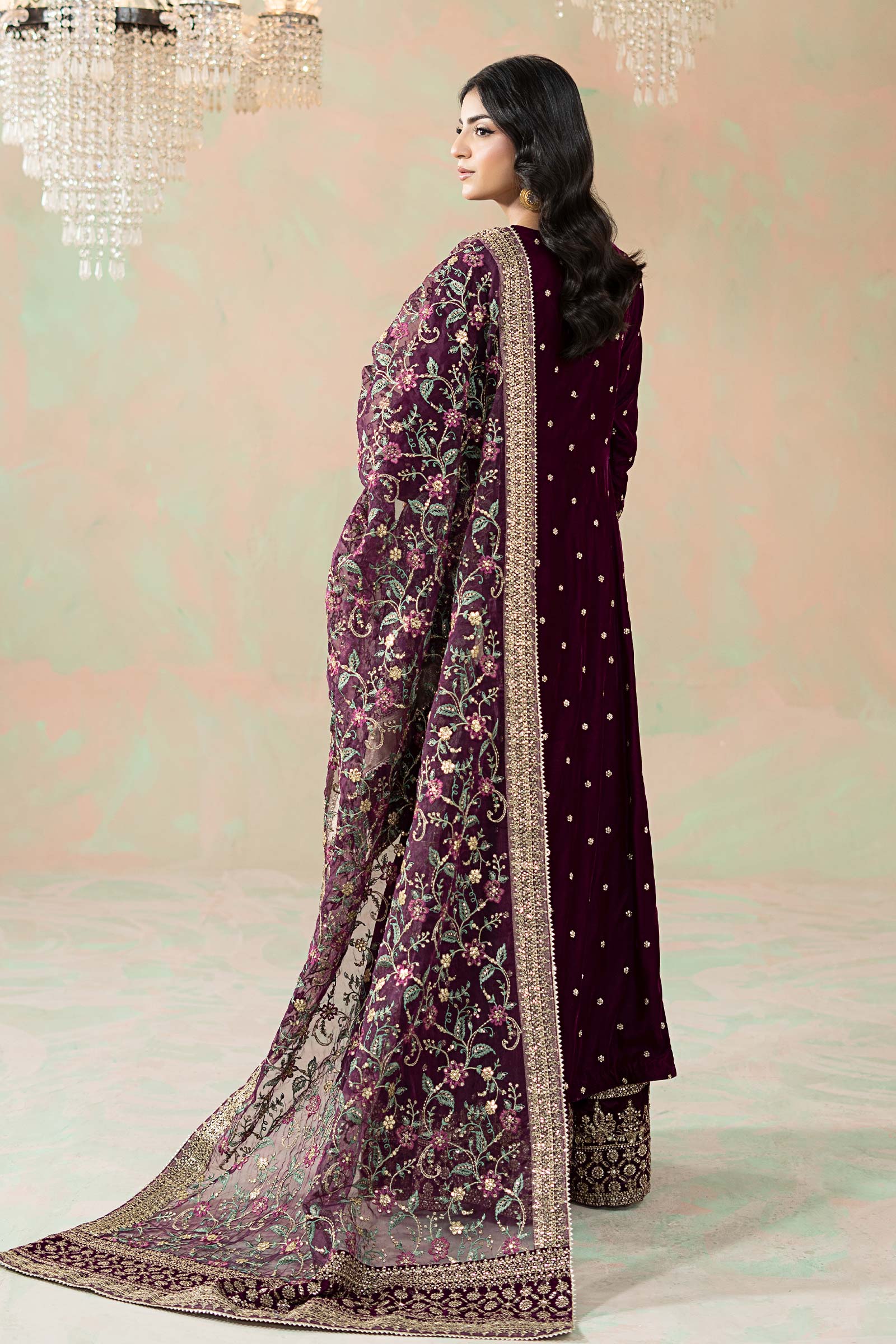 3 Piece Embroidered Velvet Suit