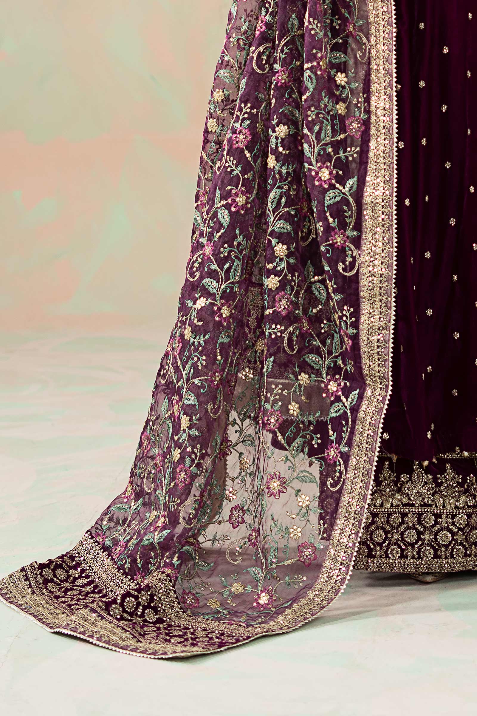 3 Piece Embroidered Velvet Suit