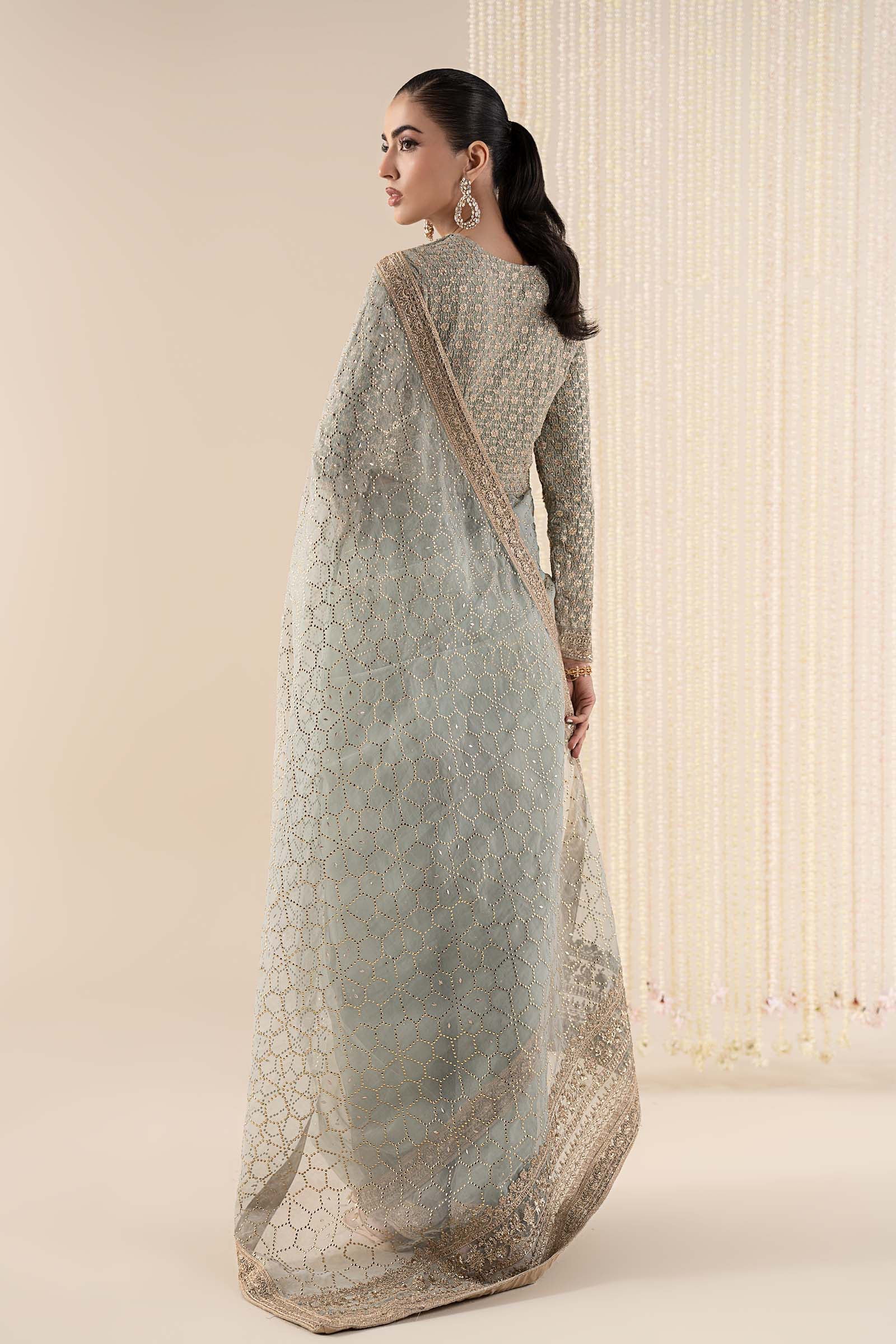 3 Piece Embroidered Raw Silk Suit
