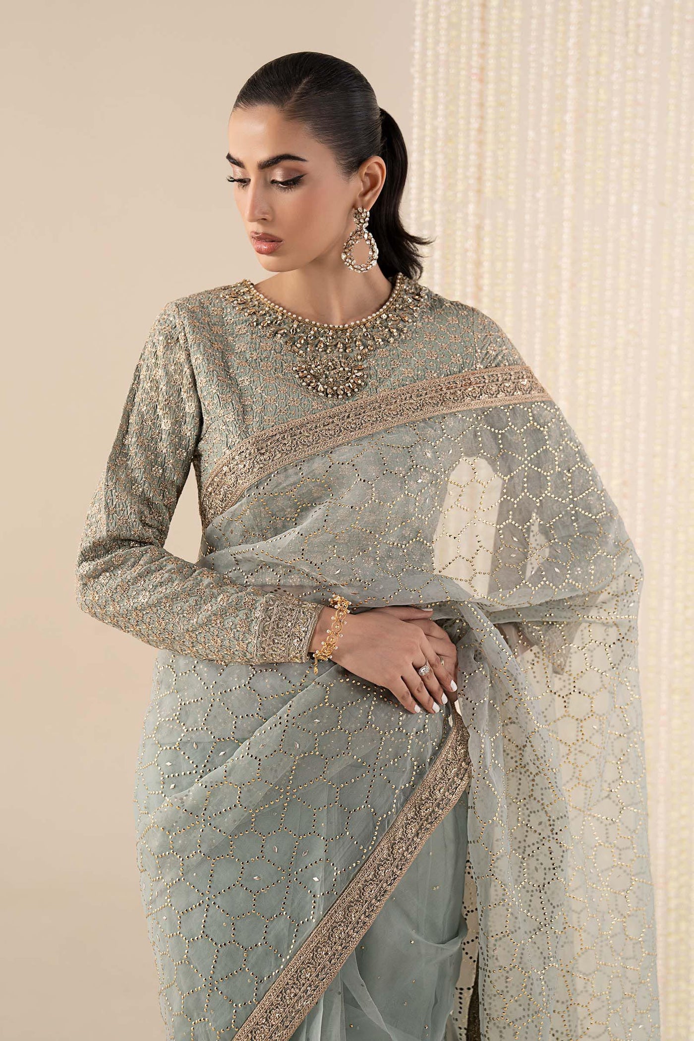 3 Piece Embroidered Raw Silk Suit