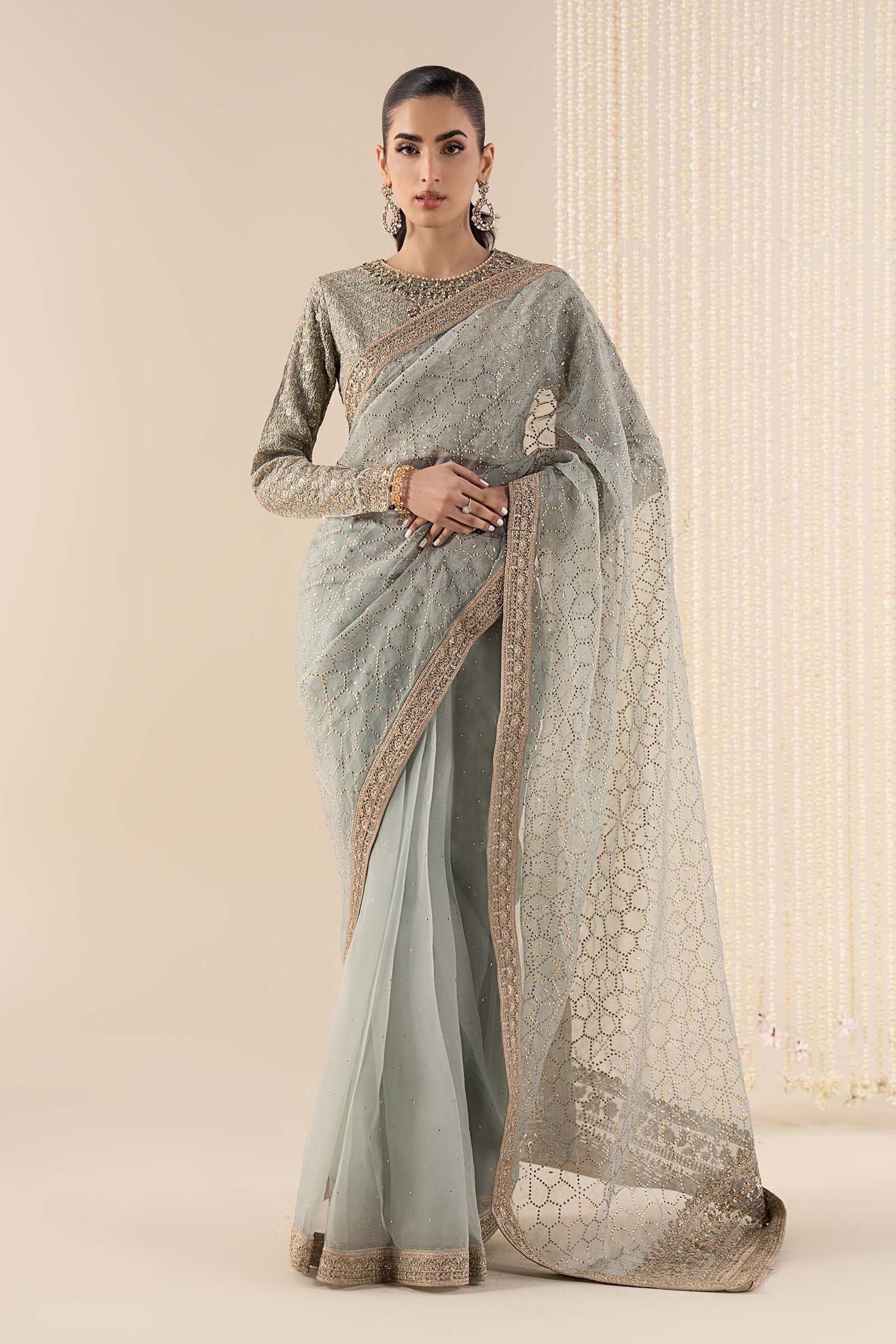 3 Piece Embroidered Raw Silk Suit