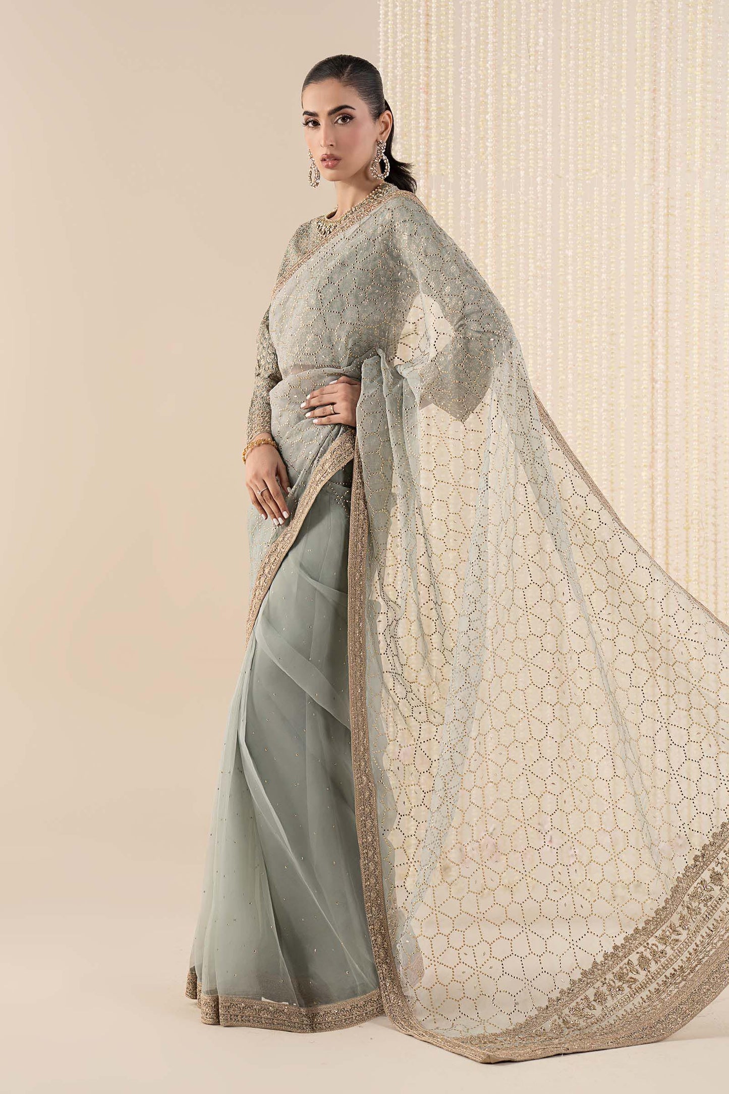 3 Piece Embroidered Raw Silk Suit