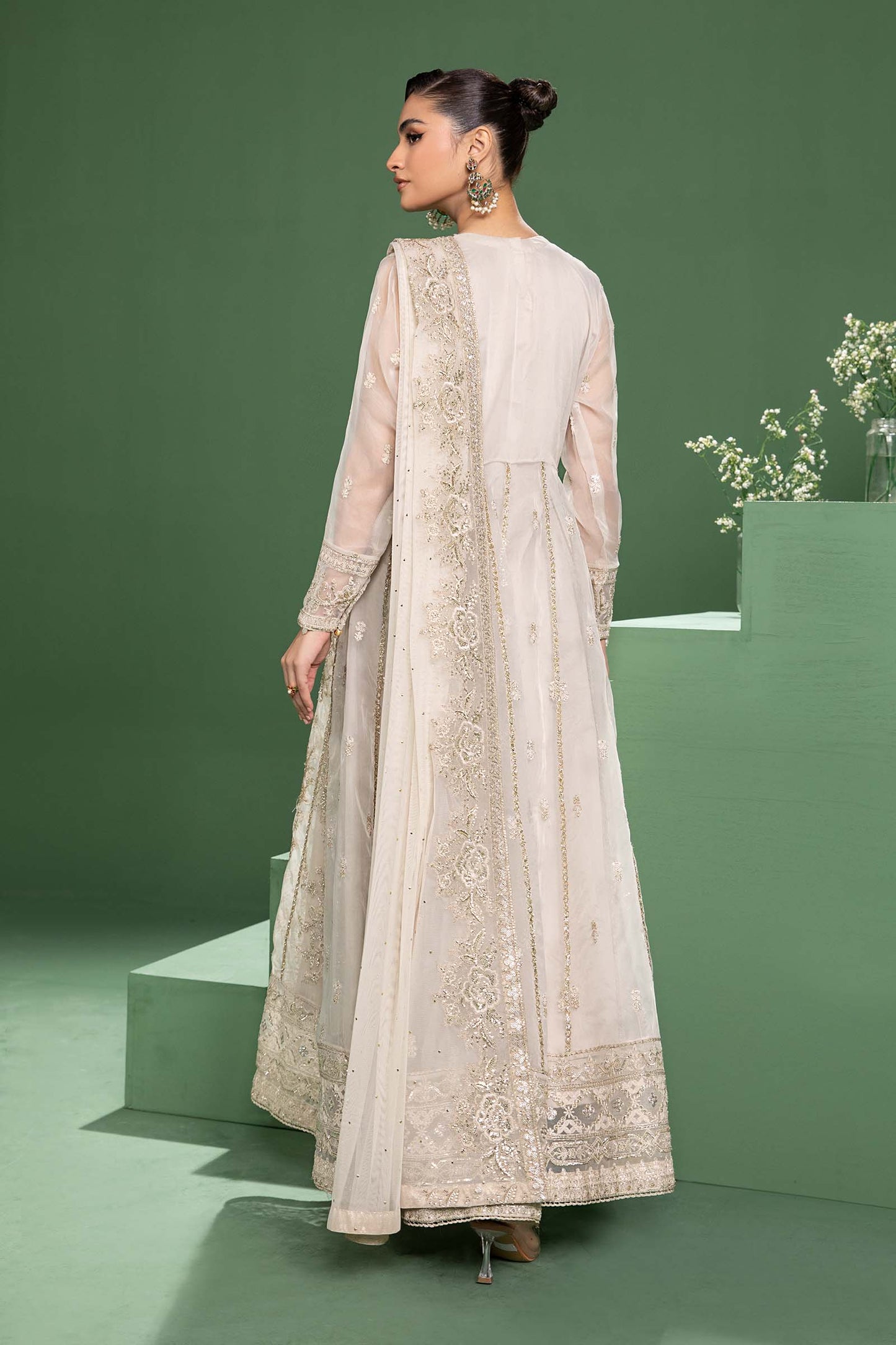 3 Piece Embroidered Organza Suit
