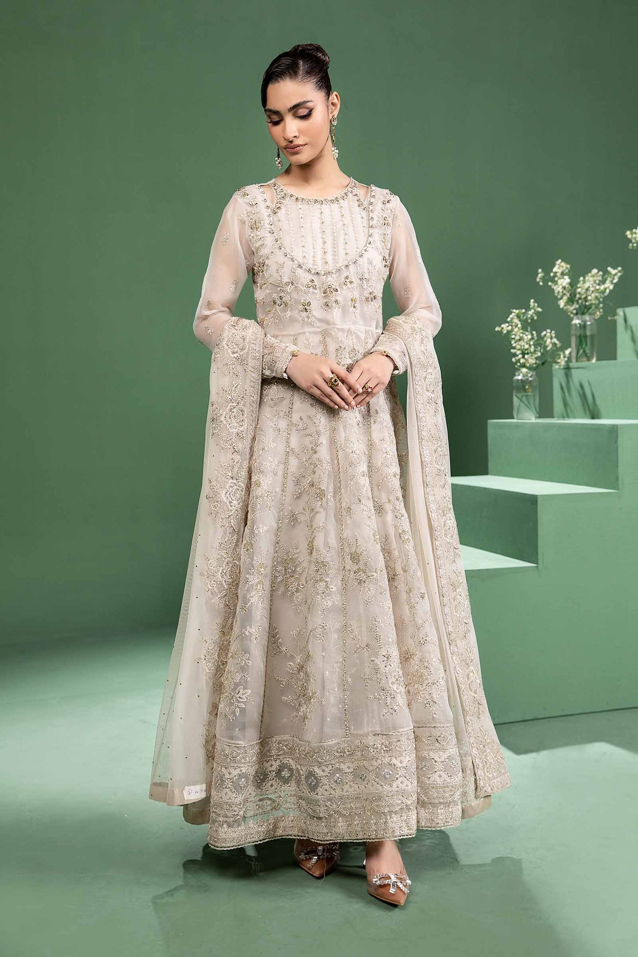 3 Piece Embroidered Organza Suit