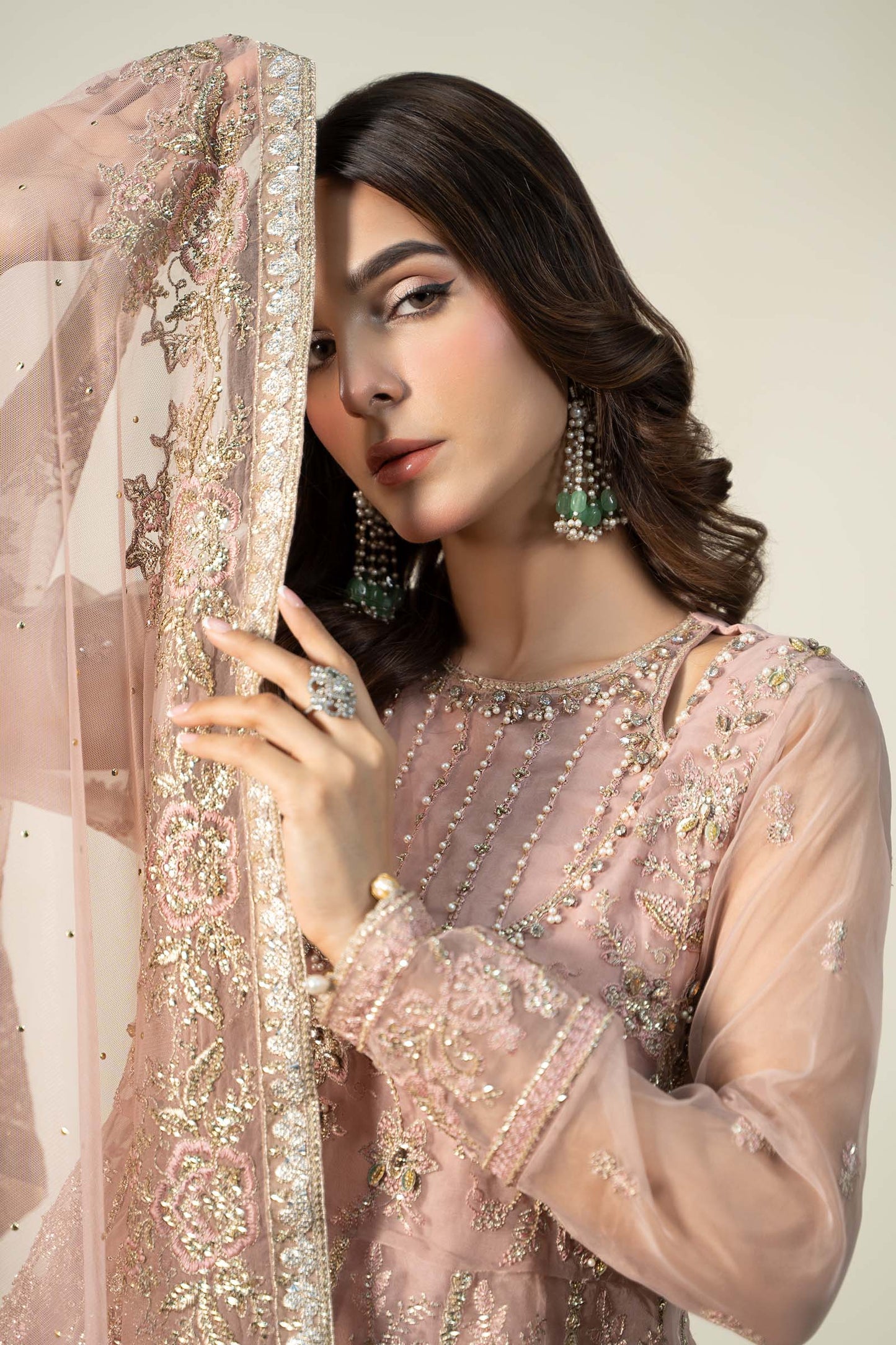 3 Piece Embroidered Organza Suit