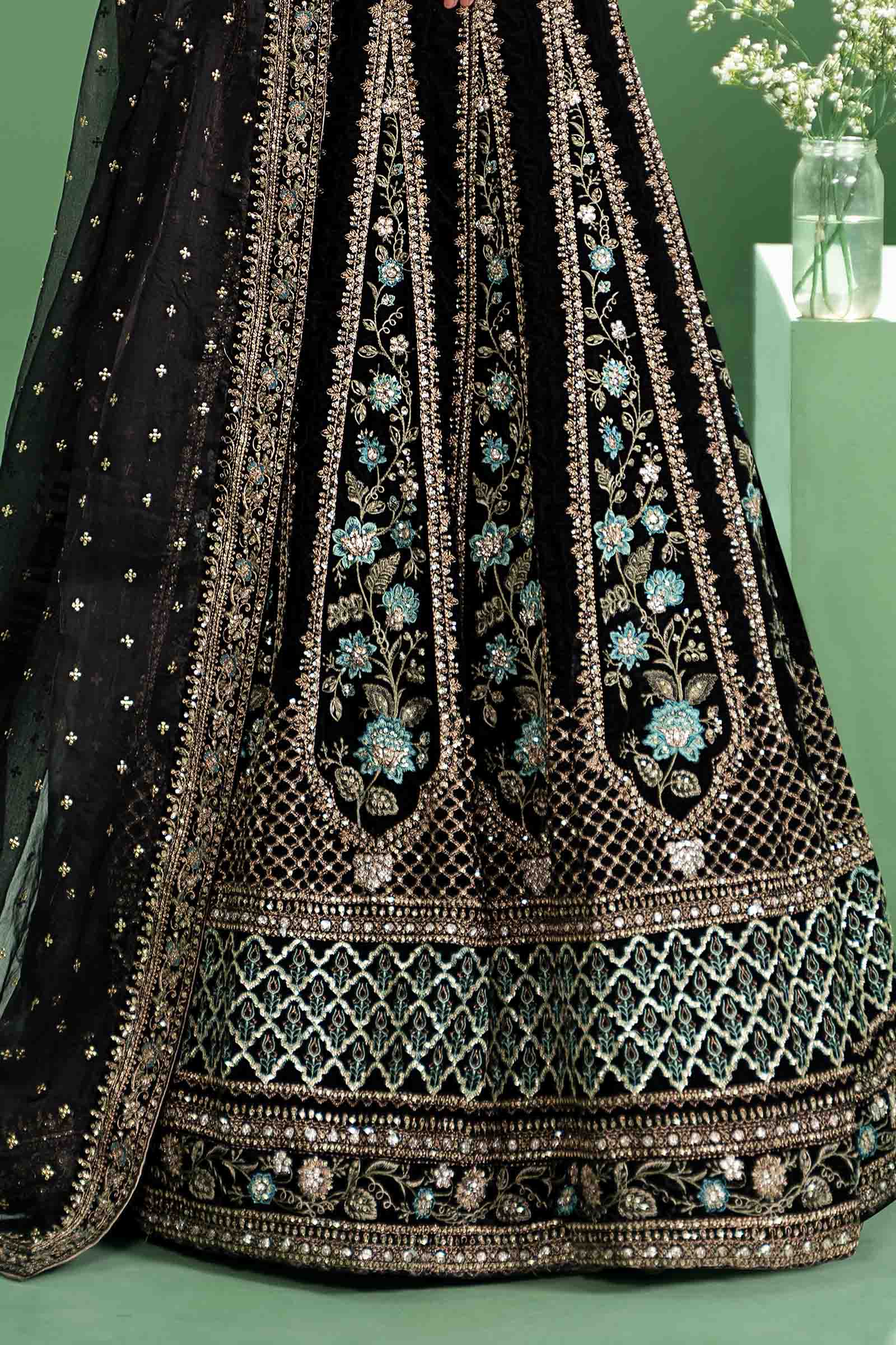 3 Piece Embroidered Velvet Suit
