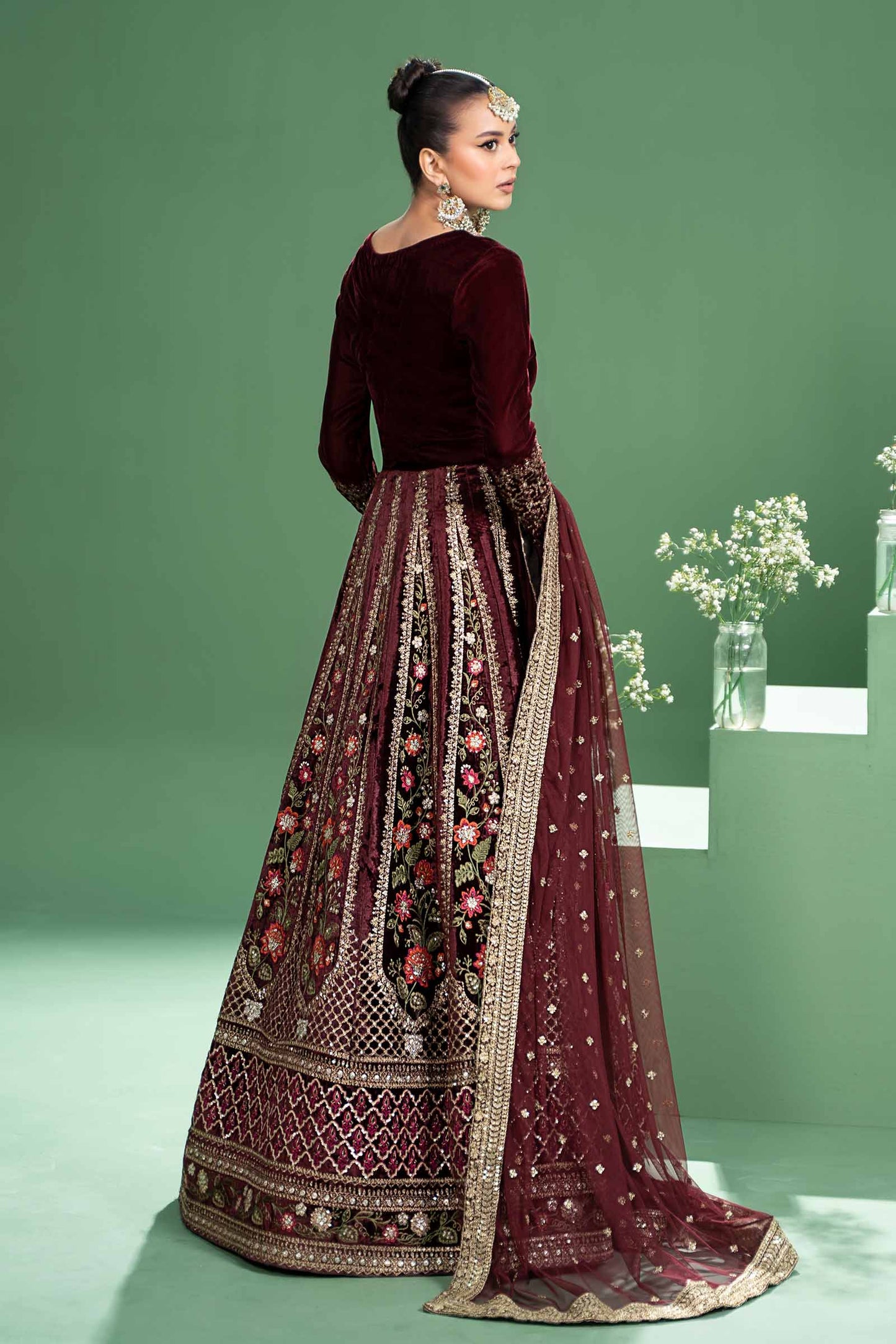 3 Piece Embroidered Velvet Suit