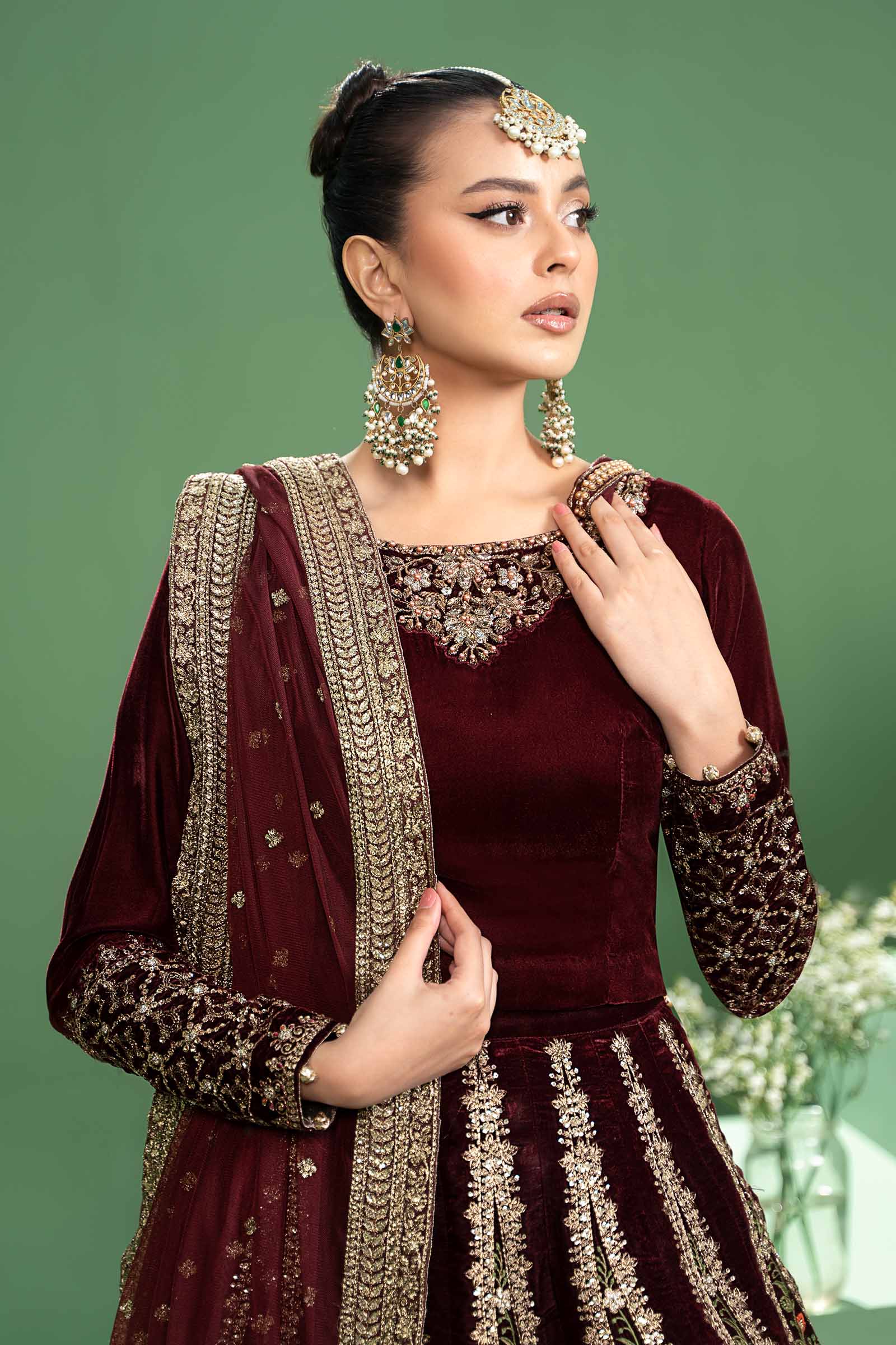 3 Piece Embroidered Velvet Suit