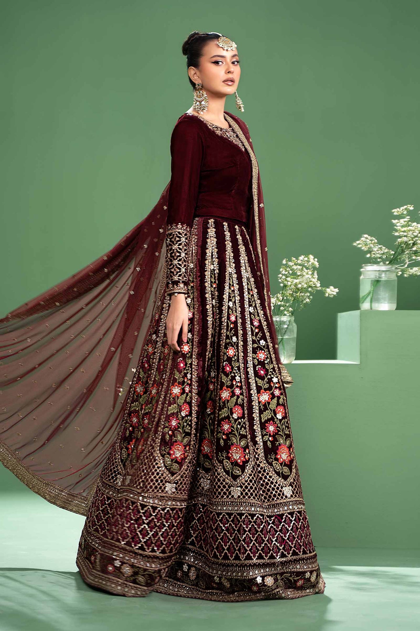 3 Piece Embroidered Velvet Suit
