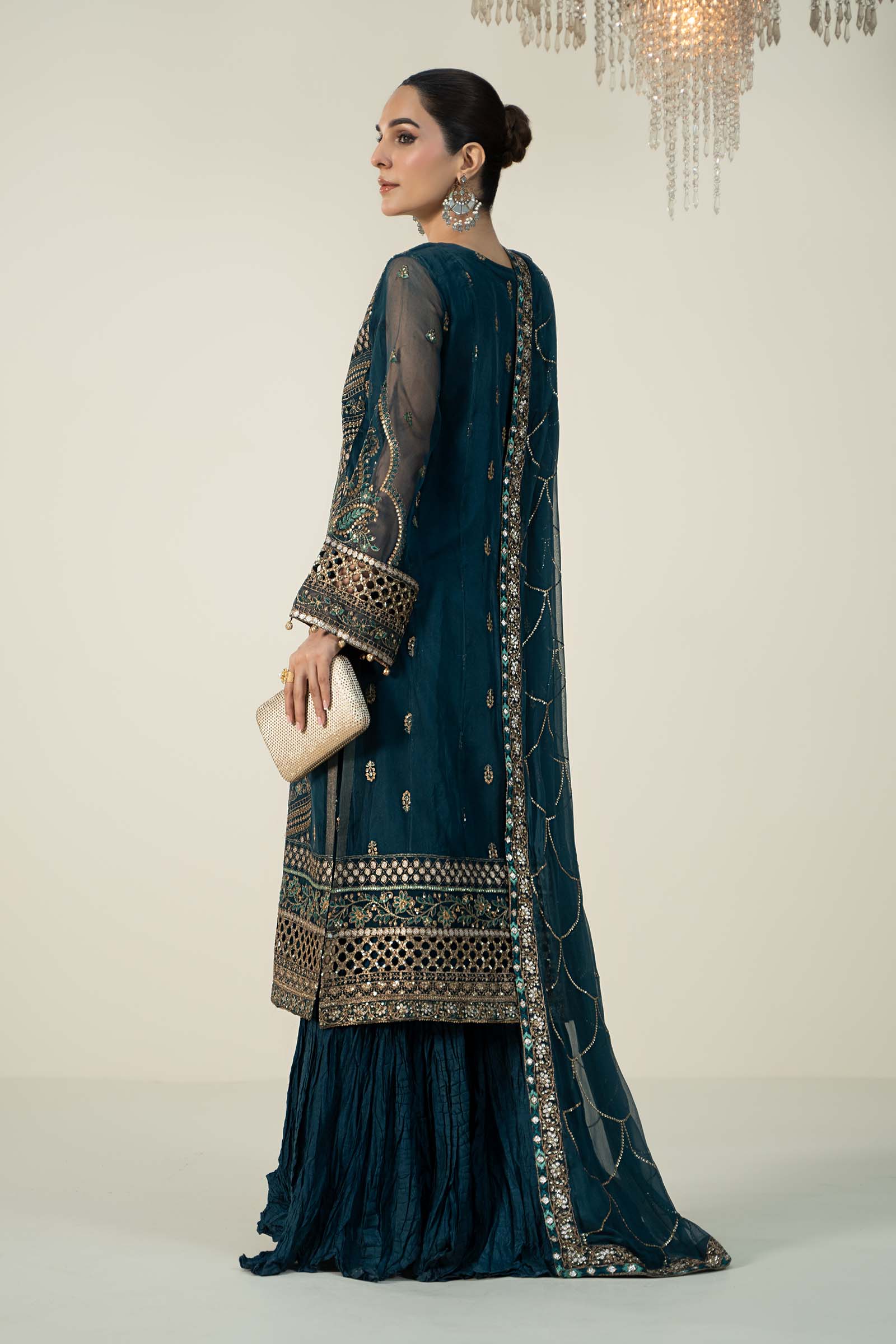3 Piece Embroidered Organza Suit