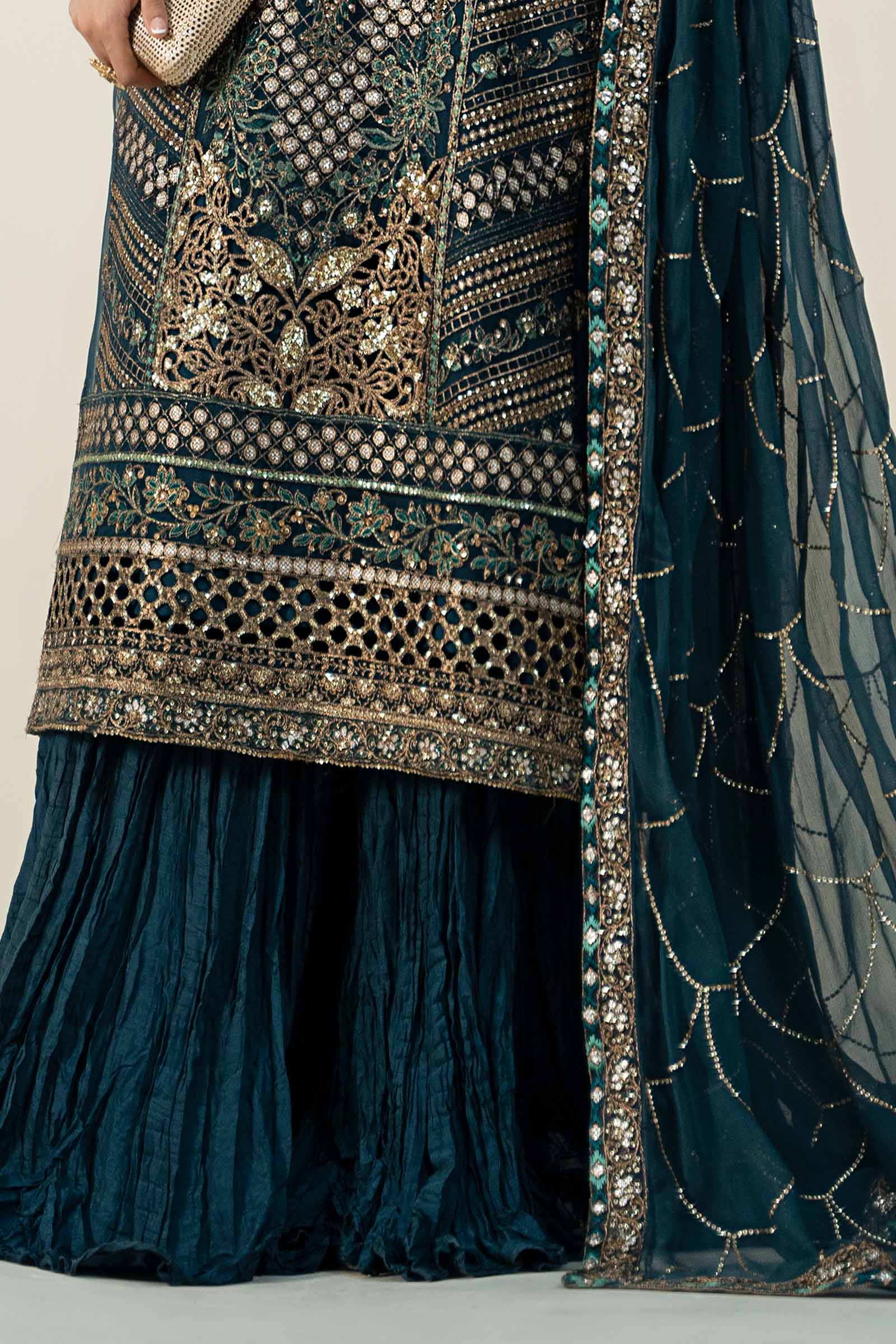 3 Piece Embroidered Organza Suit
