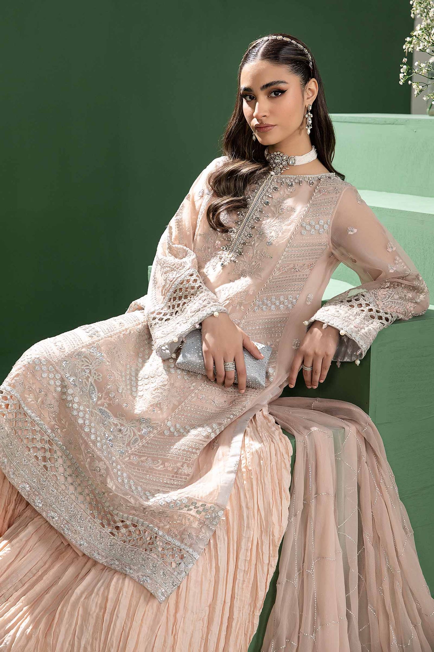 3 Piece Embroidered Organza Suit