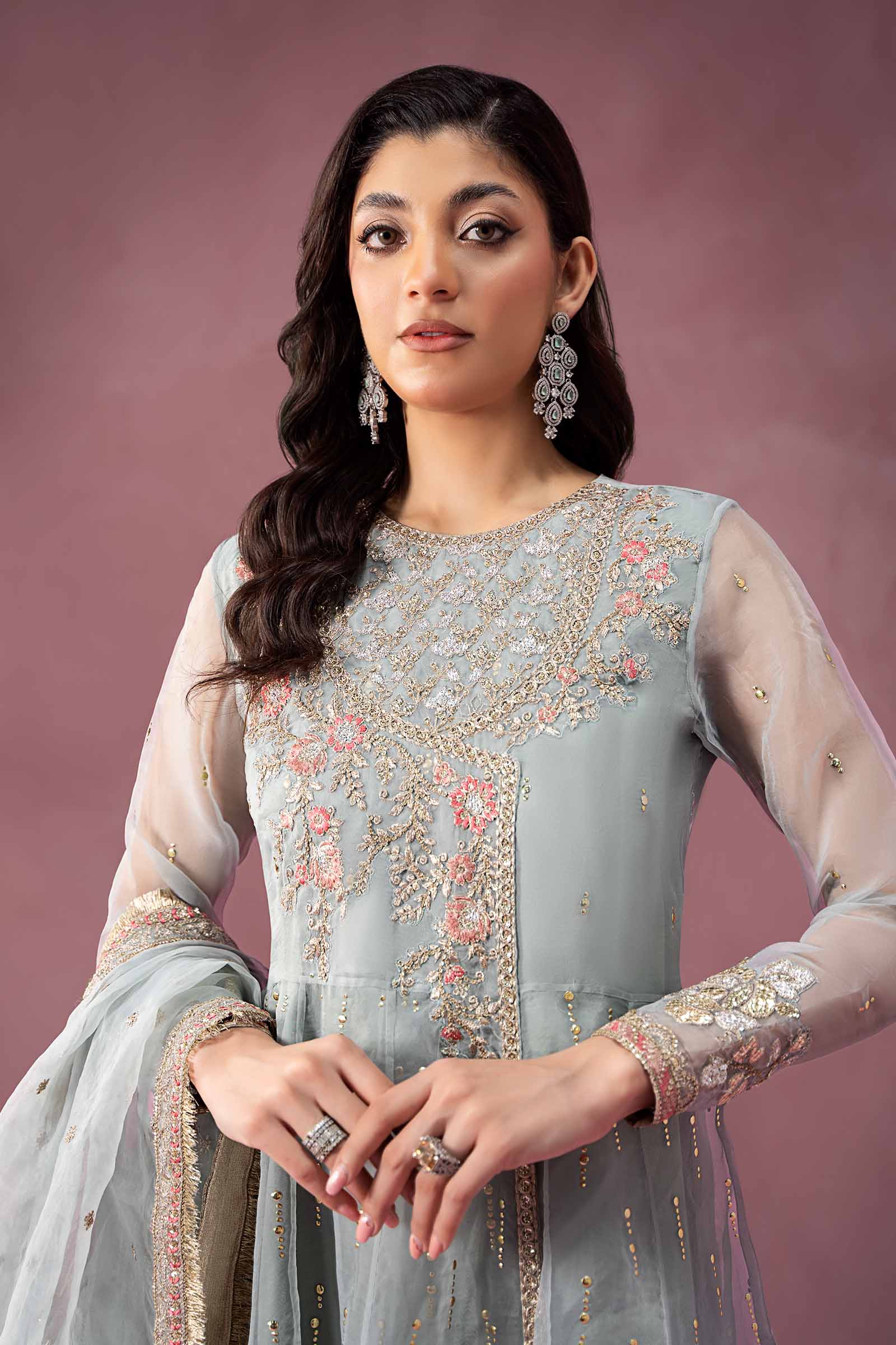 3 Piece Embroidered Organza Suit