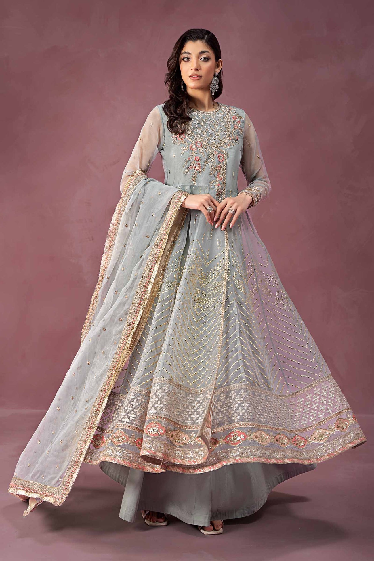 3 Piece Embroidered Organza Suit