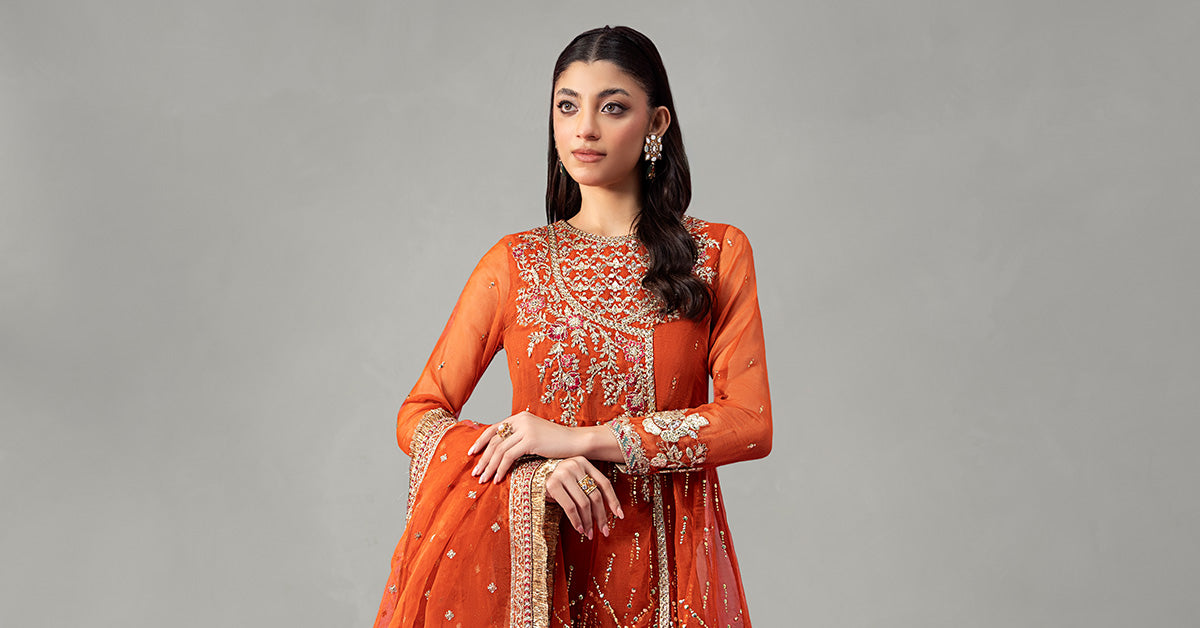 3 Piece Embroidered Organza Suit