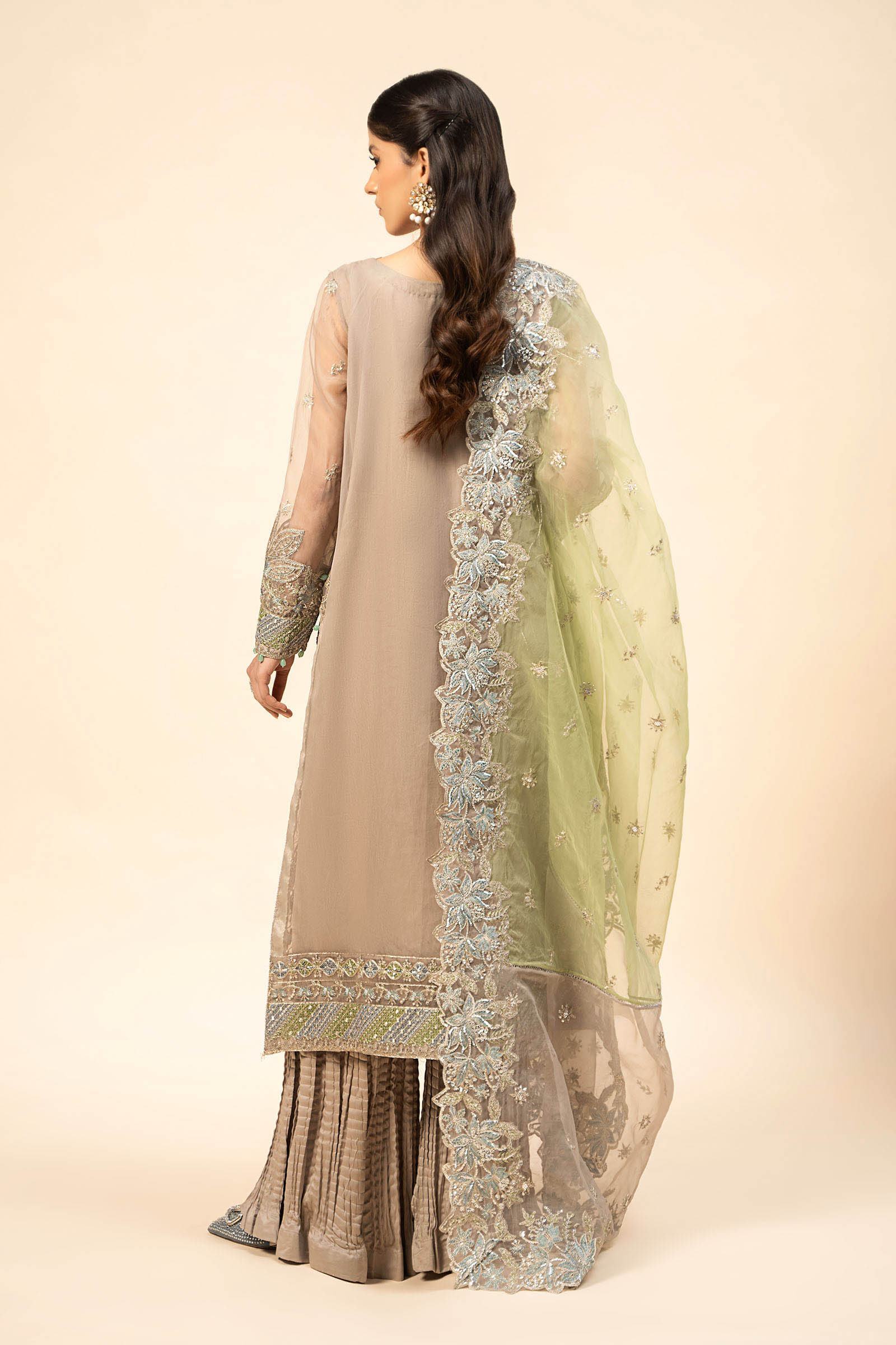 3 Piece Embroidered Raw Silk Suit