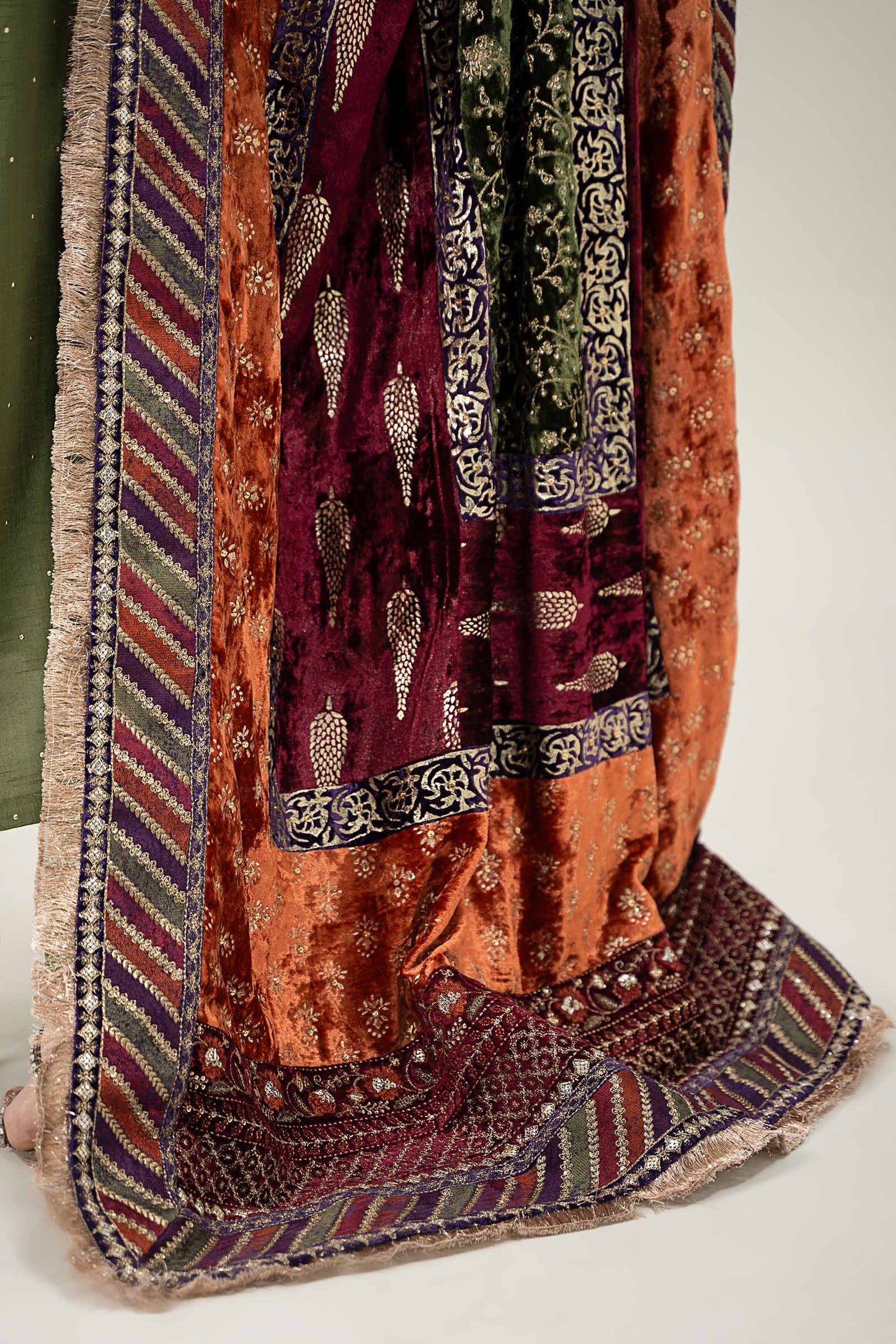 3 Piece Embroidered Raw Silk Suit