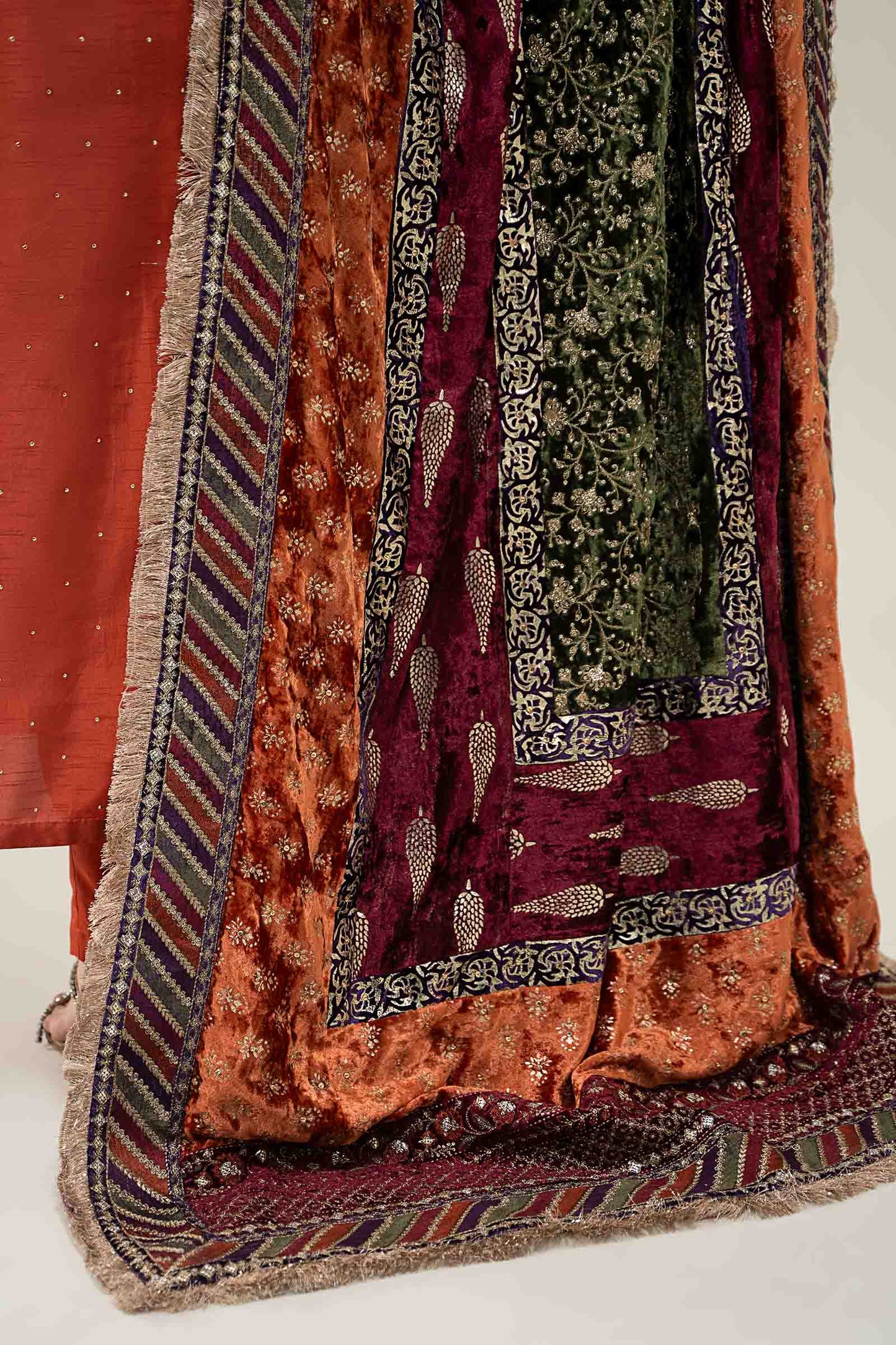 3 Piece Embroidered Raw Silk Suit