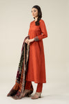 3 Piece Embroidered Raw Silk Suit