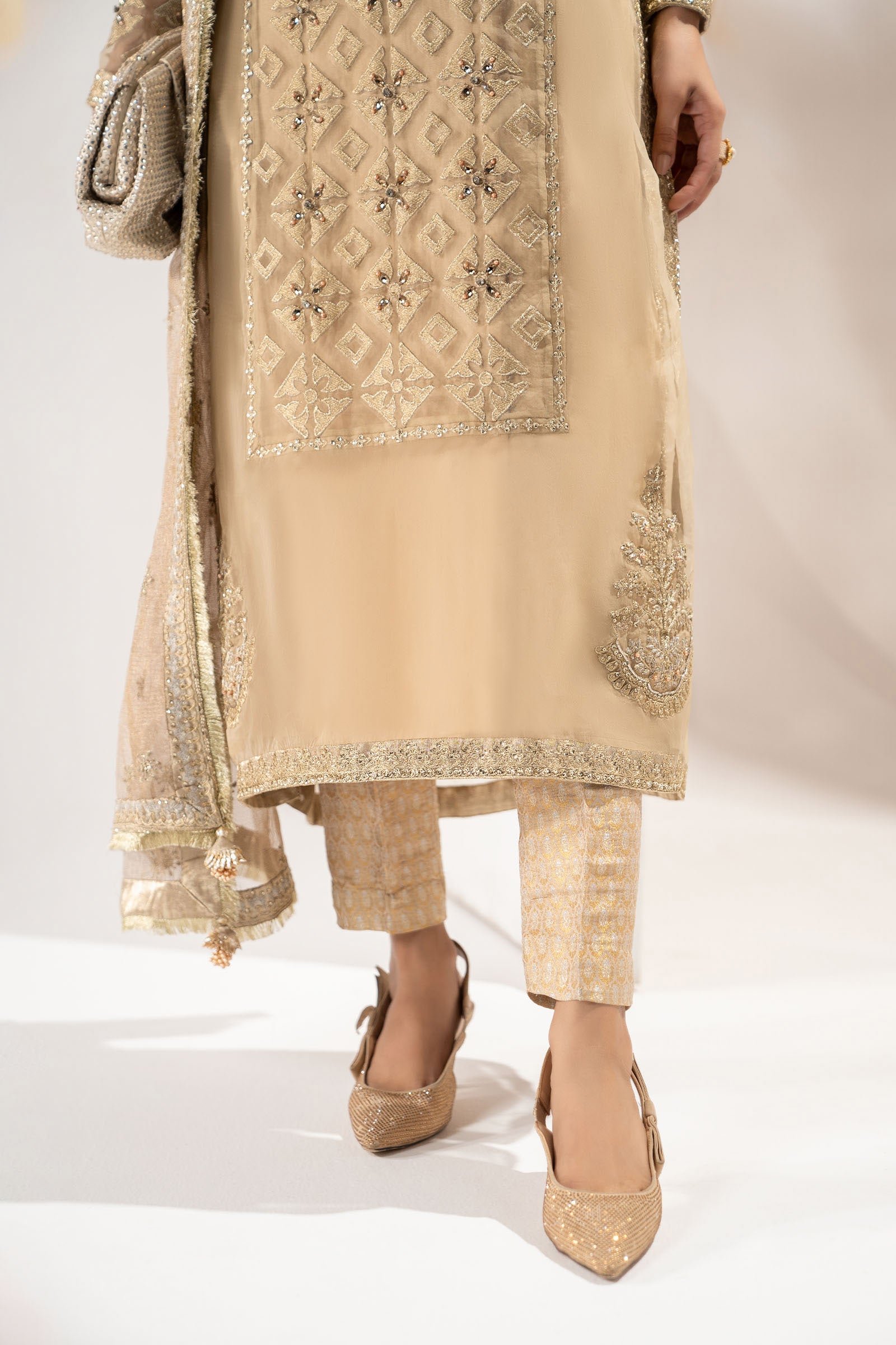 3 Piece Embroidered Organza Suit