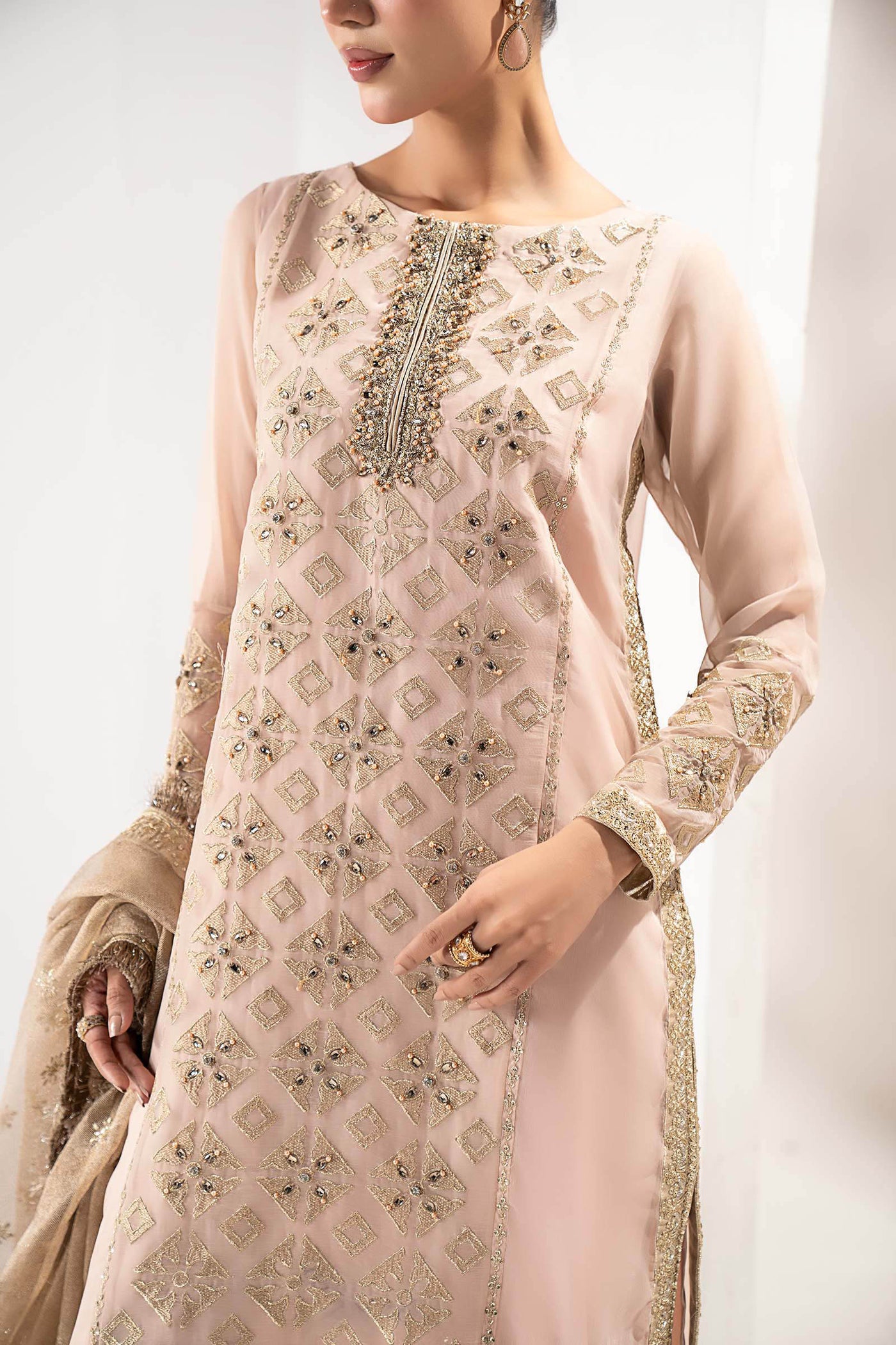 3 Piece Embroidered Organza Suit