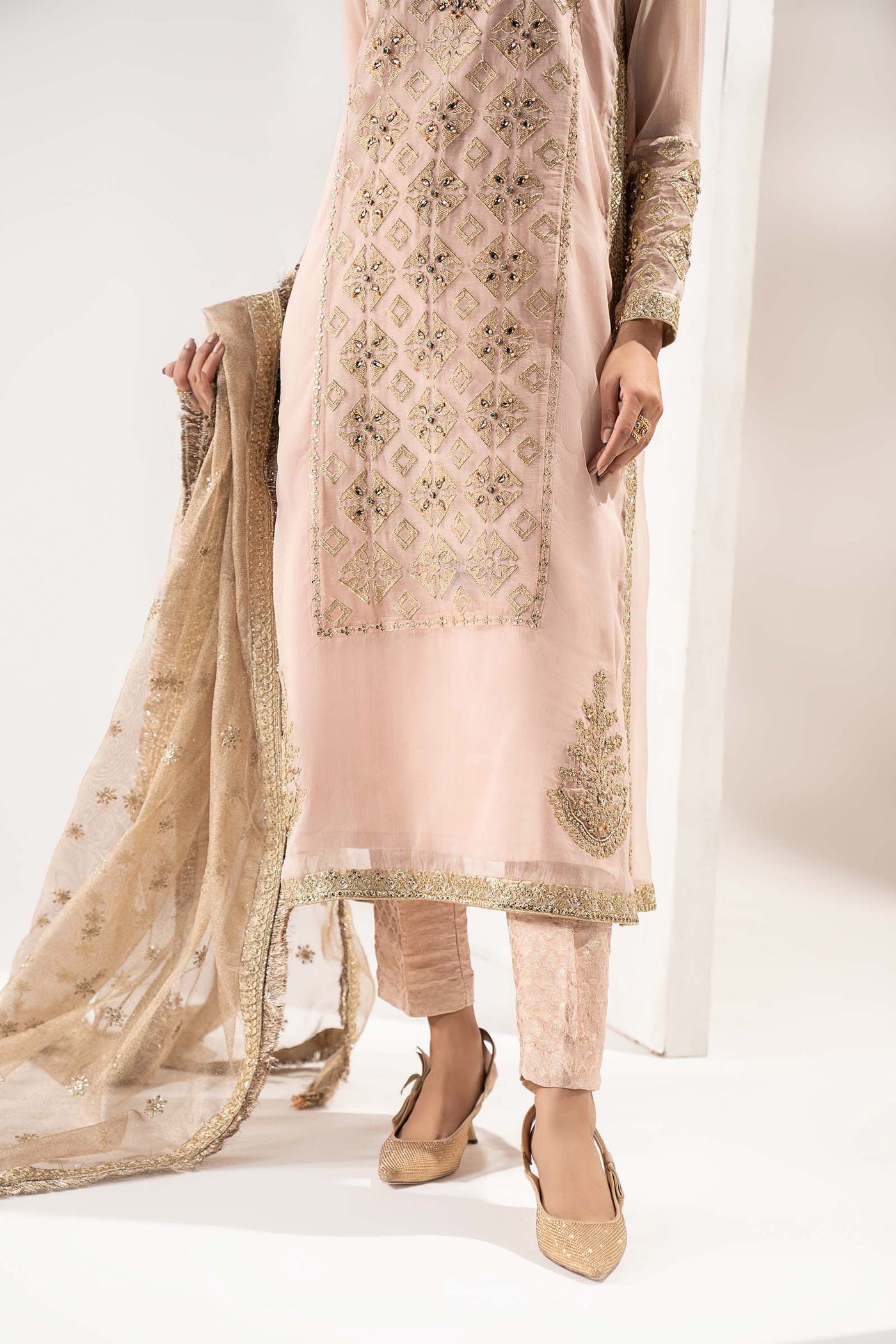 3 Piece Embroidered Organza Suit