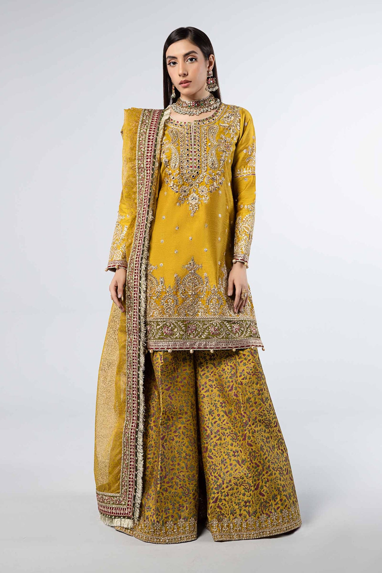 3 Piece Embroidered Raw Silk Suit