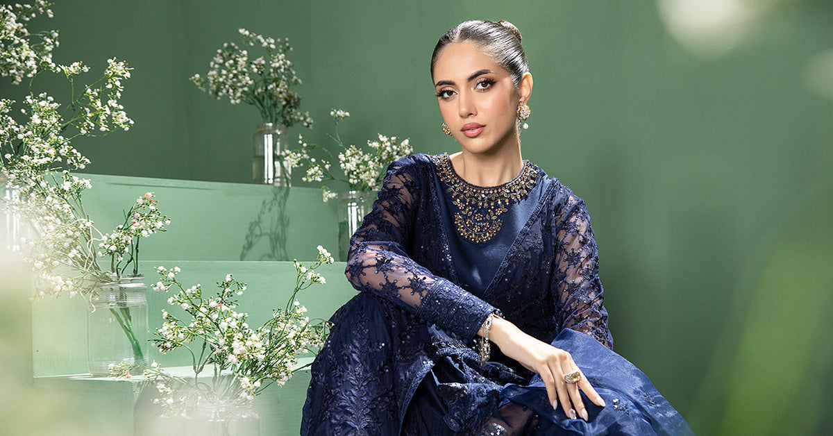 3 Piece Embroidered Net Suit